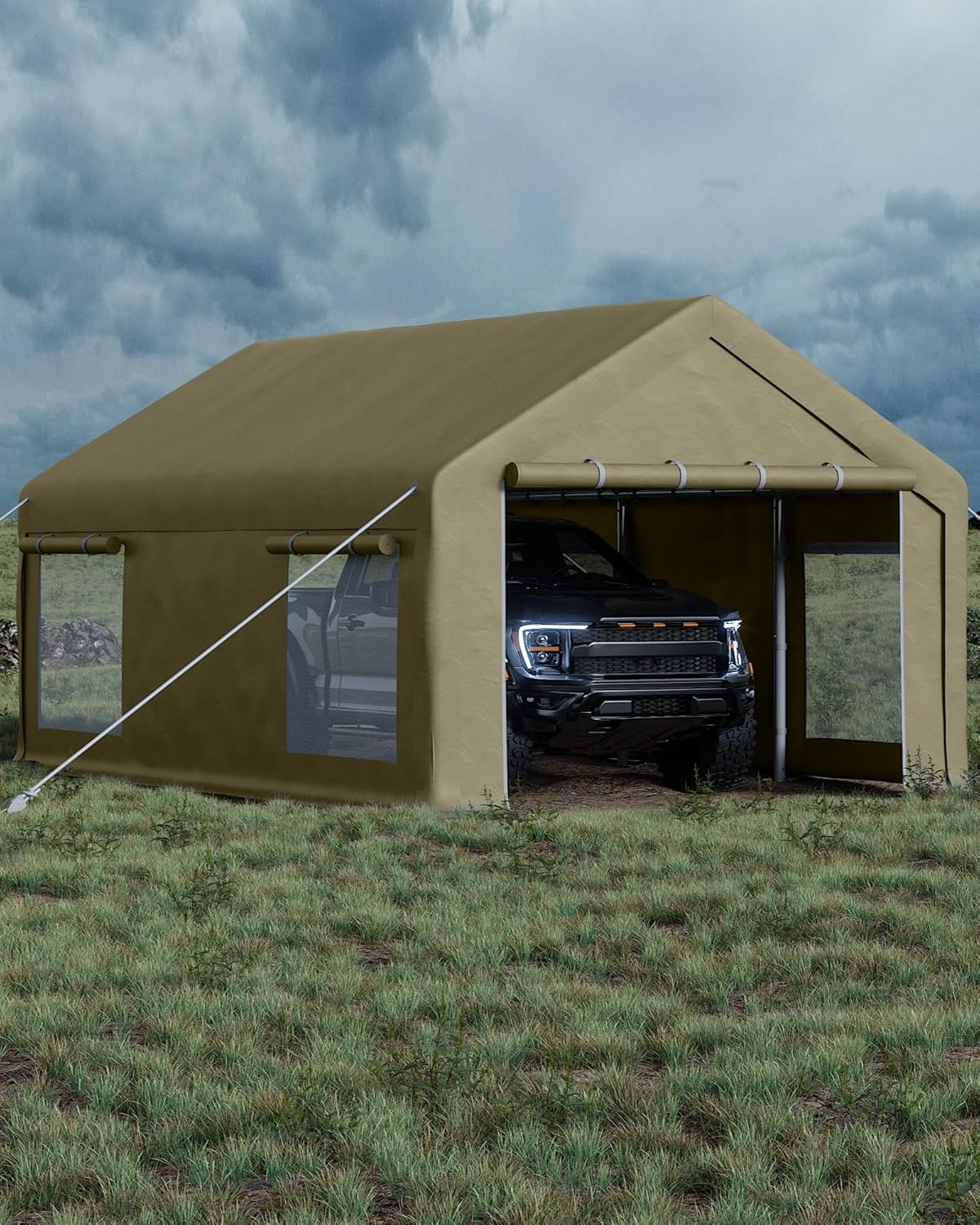 13x20 Ft Carport with 8 Sandbags for Full-Size Vehicles