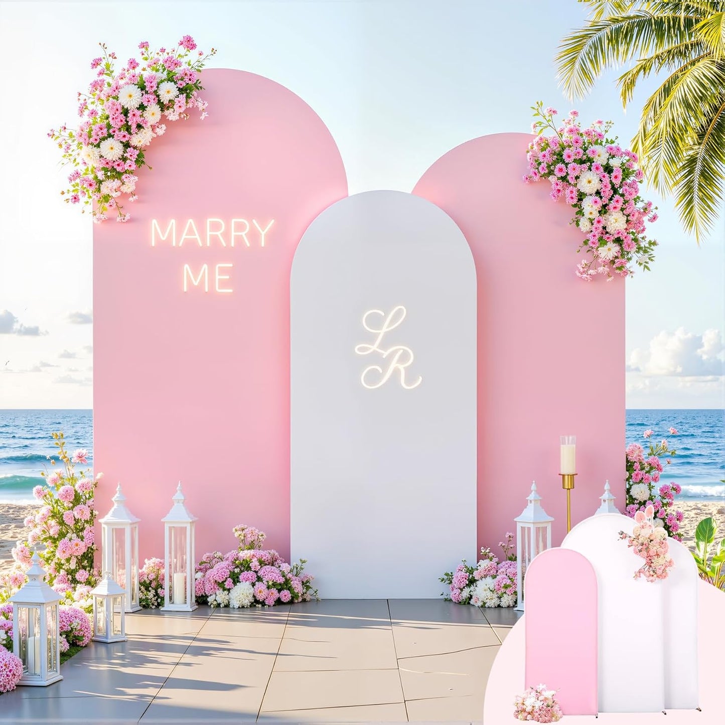 White Pink Double-Sided Arch Backdrop Cover for Events