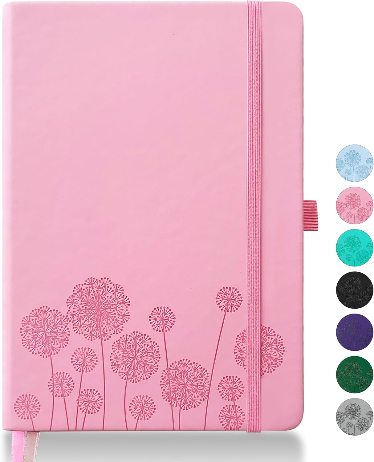 Pink Leather Travel Journal with Pen Holder - Qefuna