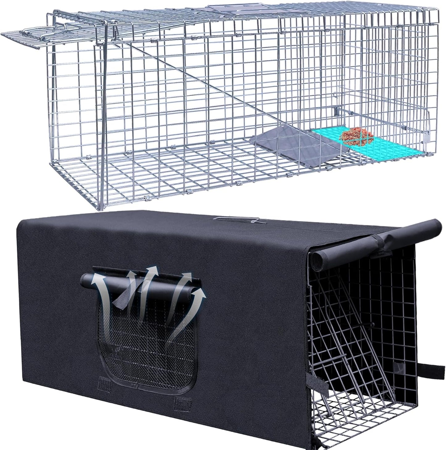 Live Animal Trap Cage with Cover for Stray Cats and More