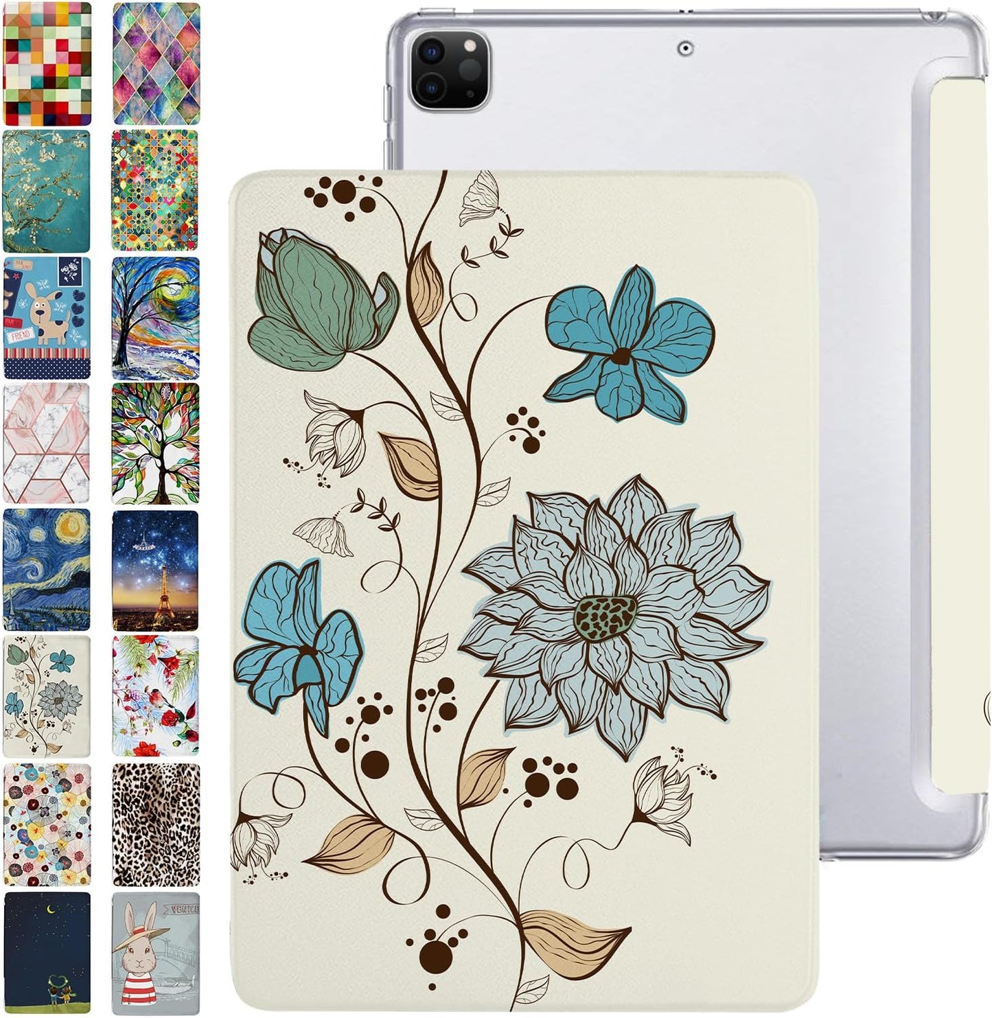 DuraSafe iPad Pro 12.9 Inch 4th Gen Case with Watercolor Flowers