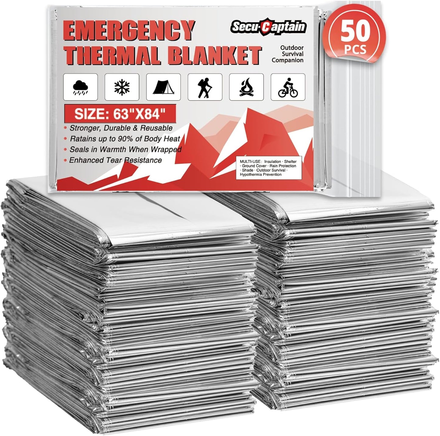 SecuCaptain Survival Emergency Thermal Blankets for All Needs
