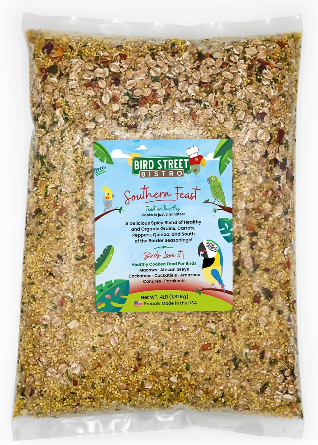 Parrot Parakeet Cockatiel Food - Healthy Natural Blend for Birds