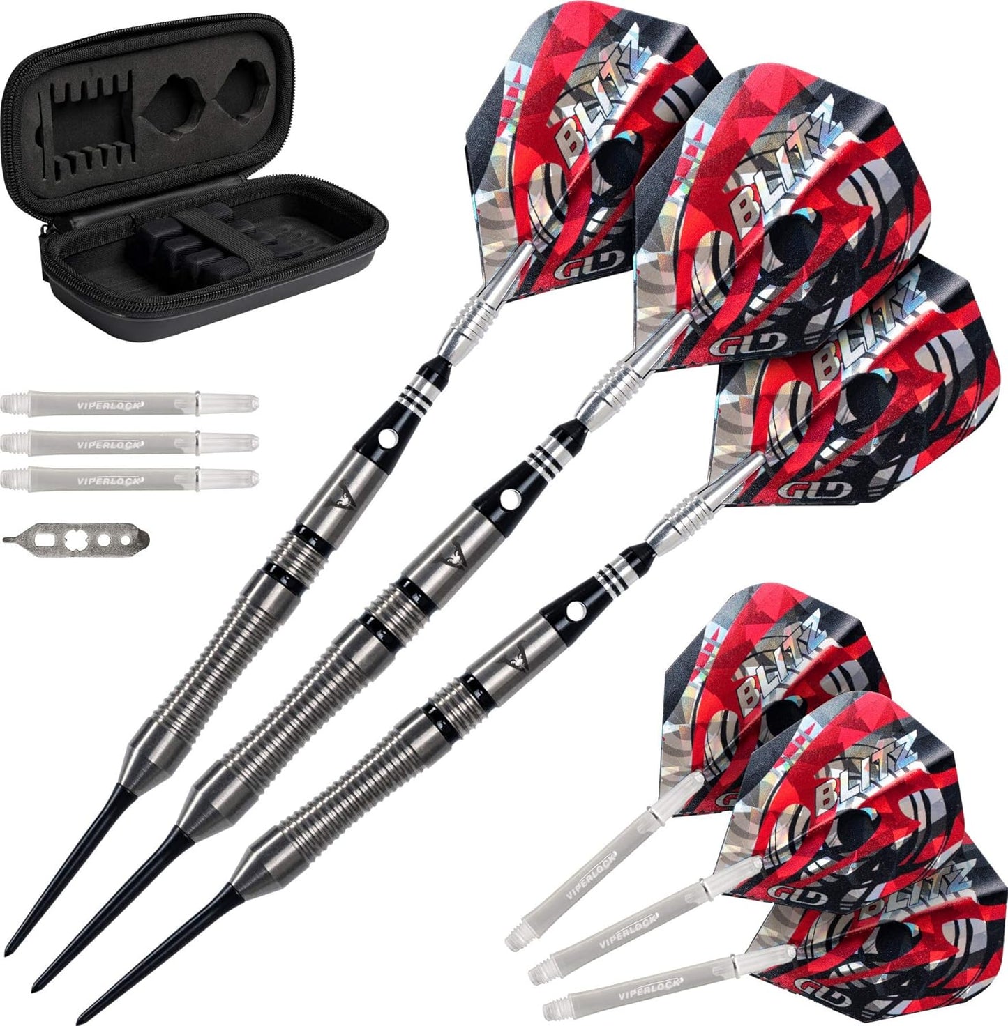 Viper Blitz 95% Tungsten Steel Tip Darts with Travel Case