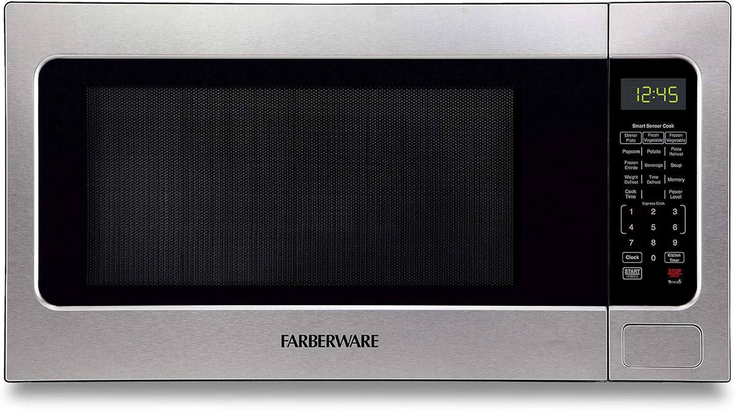 Farberware 1100W Microwave: Smart Sensor, LED, Child Lock