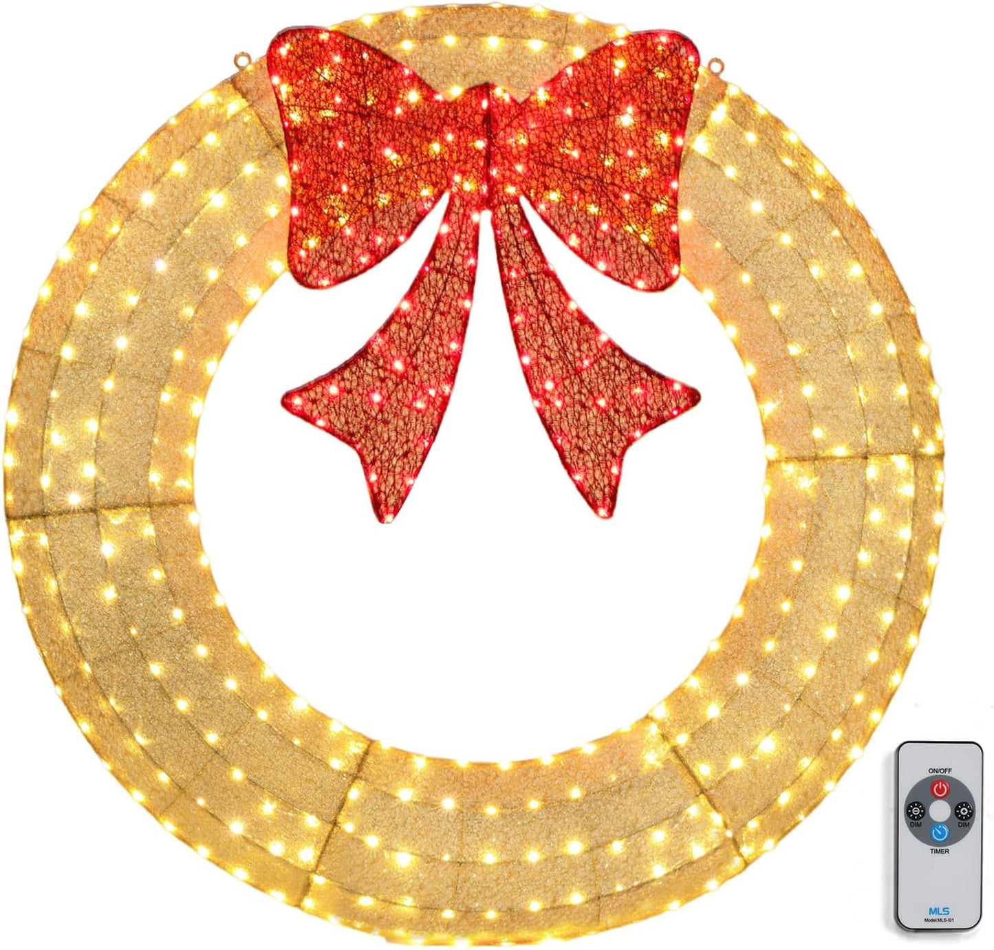 Large 48 Inch Christmas Wreath with Remote Control and Timer