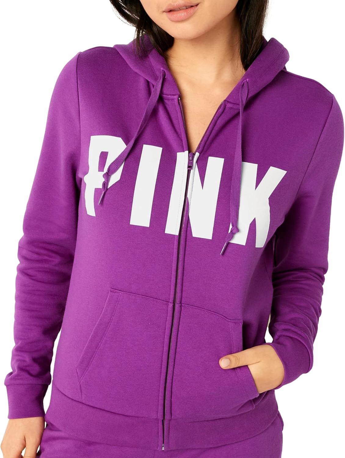 PINK Logo Full Zip-up Sweatshirt for Comfy-Casual Style