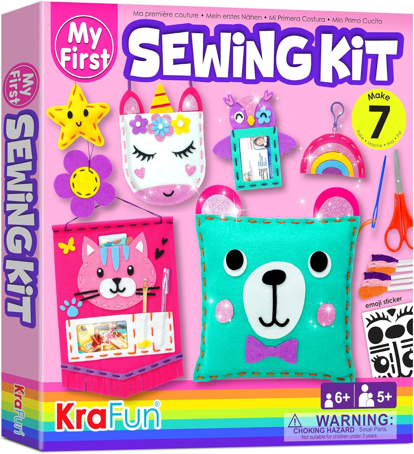 KRAFUN Kids Sewing Kit: 7 Easy DIY Projects!