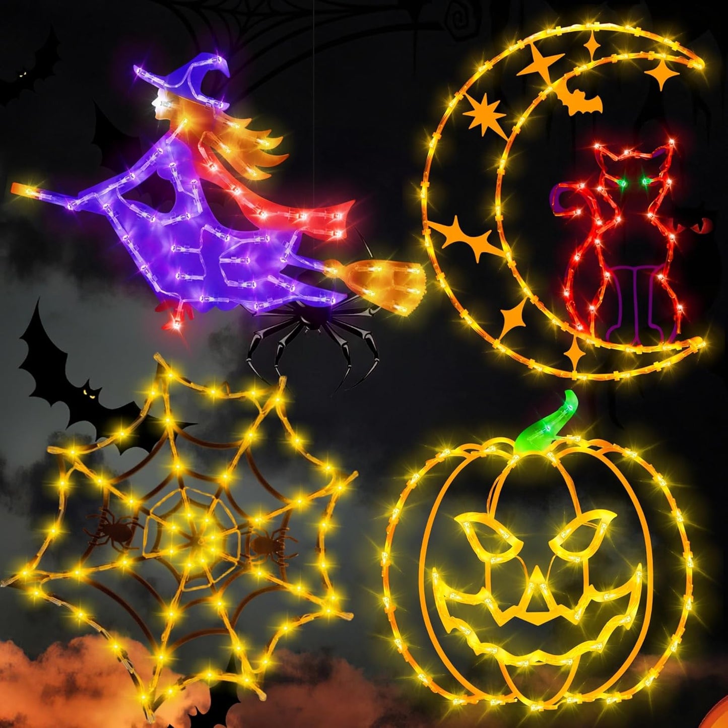 16in Halloween Window Silhouette Lights - 4 Pack for Decor