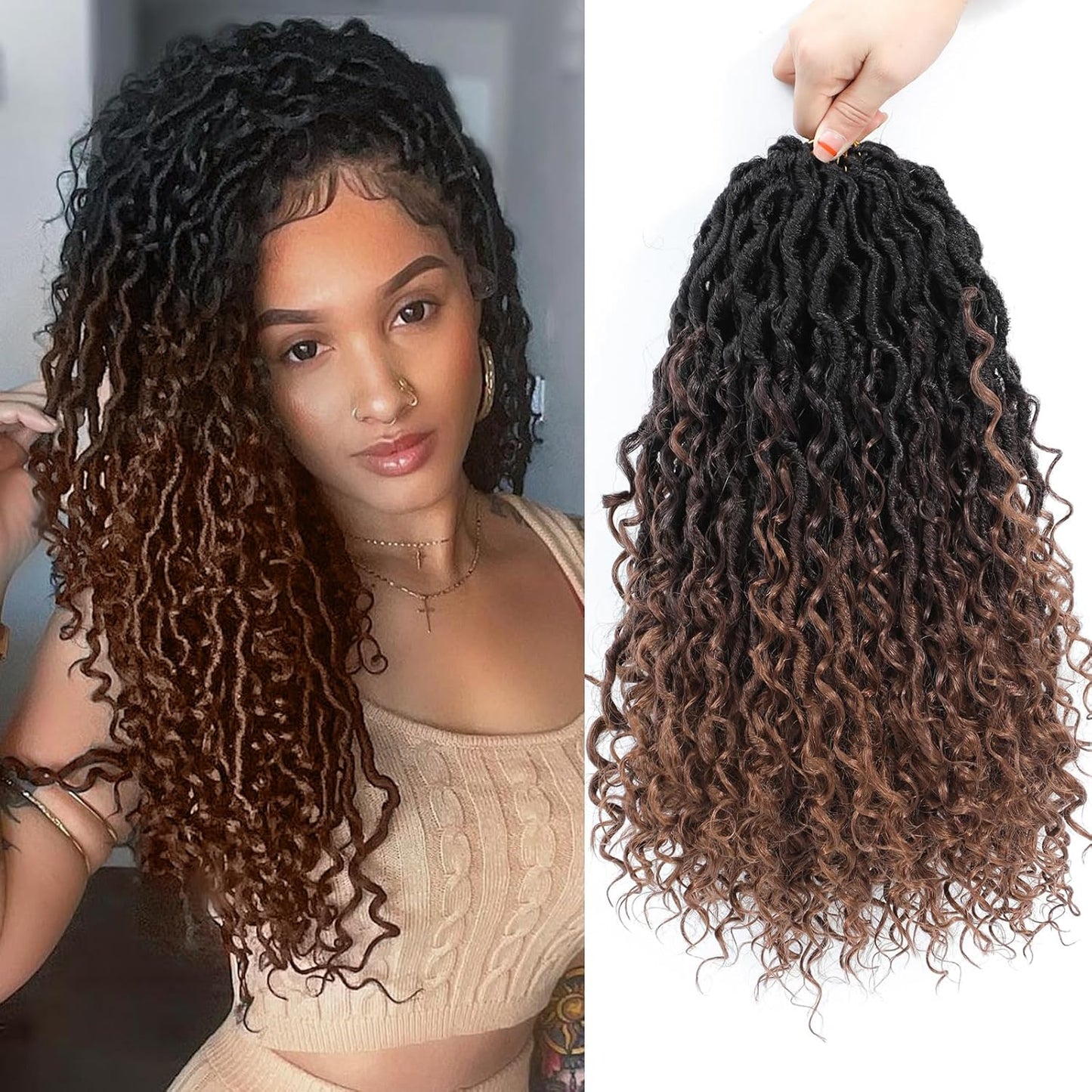 Goddess Locs Crochet Hair 14 Inch Ombre Faux Locs for Women