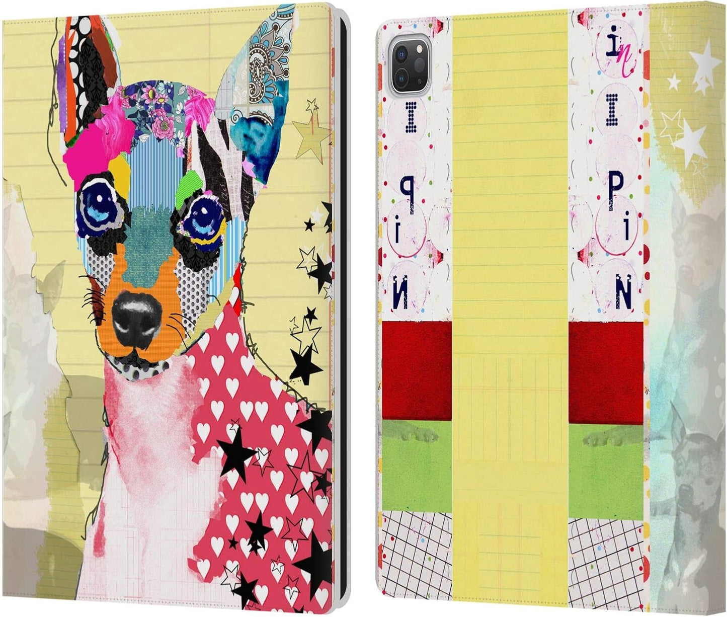 Michel Keck Mini Pinscher Dogs Leather Wallet Case for iPad Pro