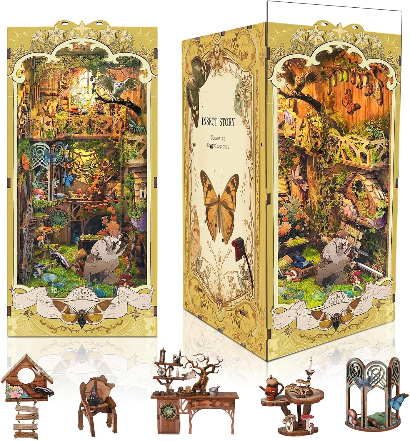 DIY Book Nook Kit for Insect Story - Fun 3D Wooden Puzzle