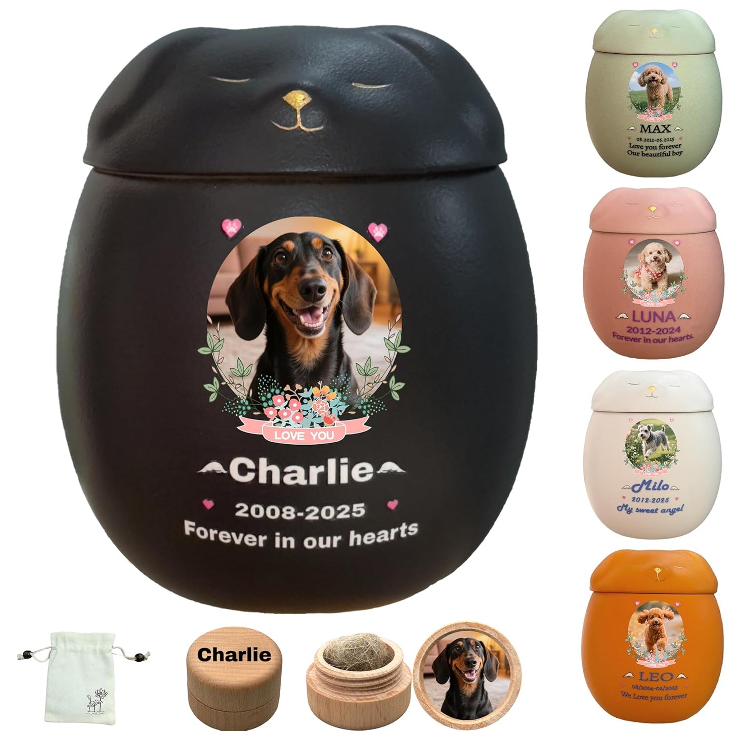 Custom Dog Urn for Ashes - Handmade Personalized Pet Urn