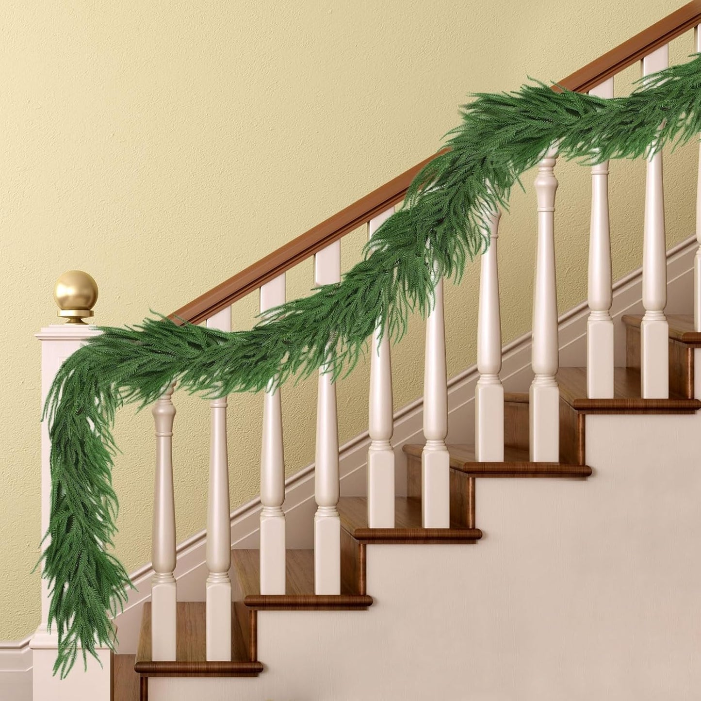 12FT Christmas Norfolk Pine Garland for Festive Home Decor