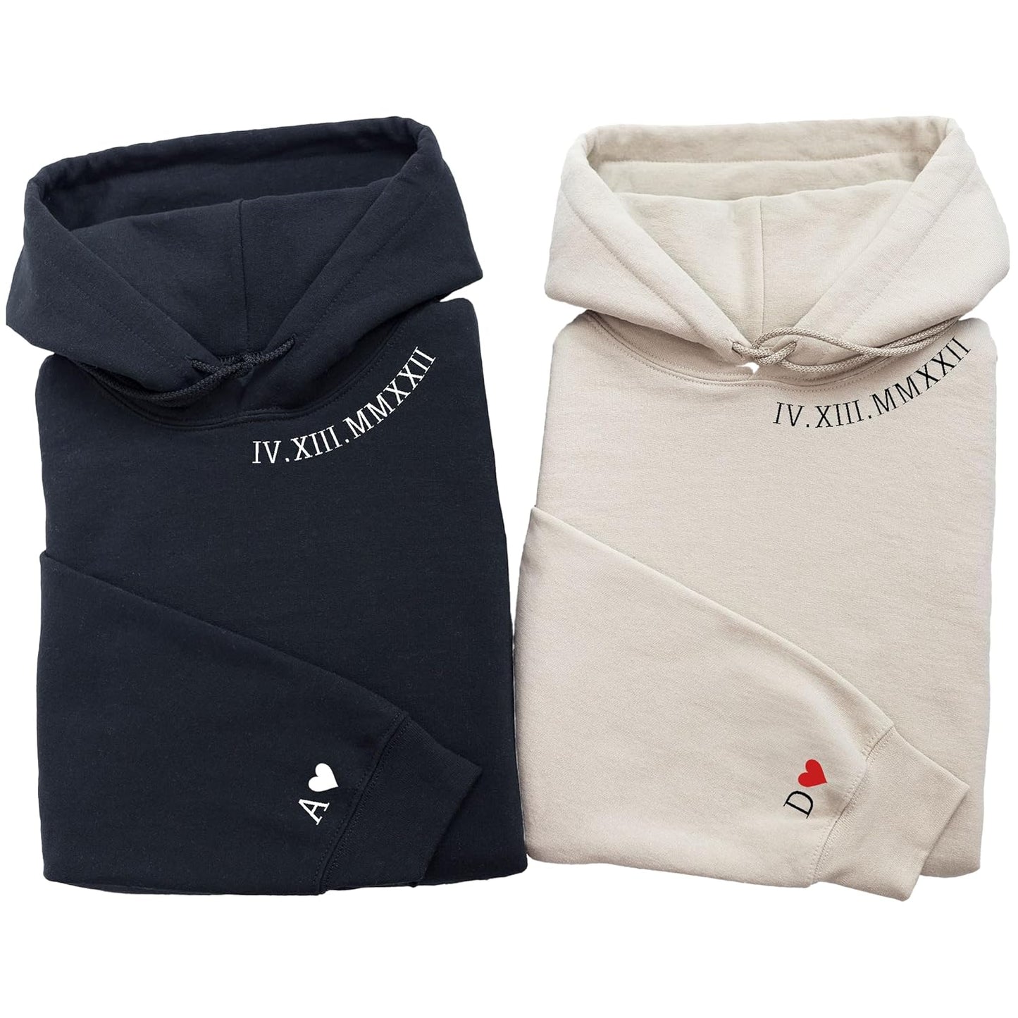 Personalized Roman Numeral Couple Hoodies