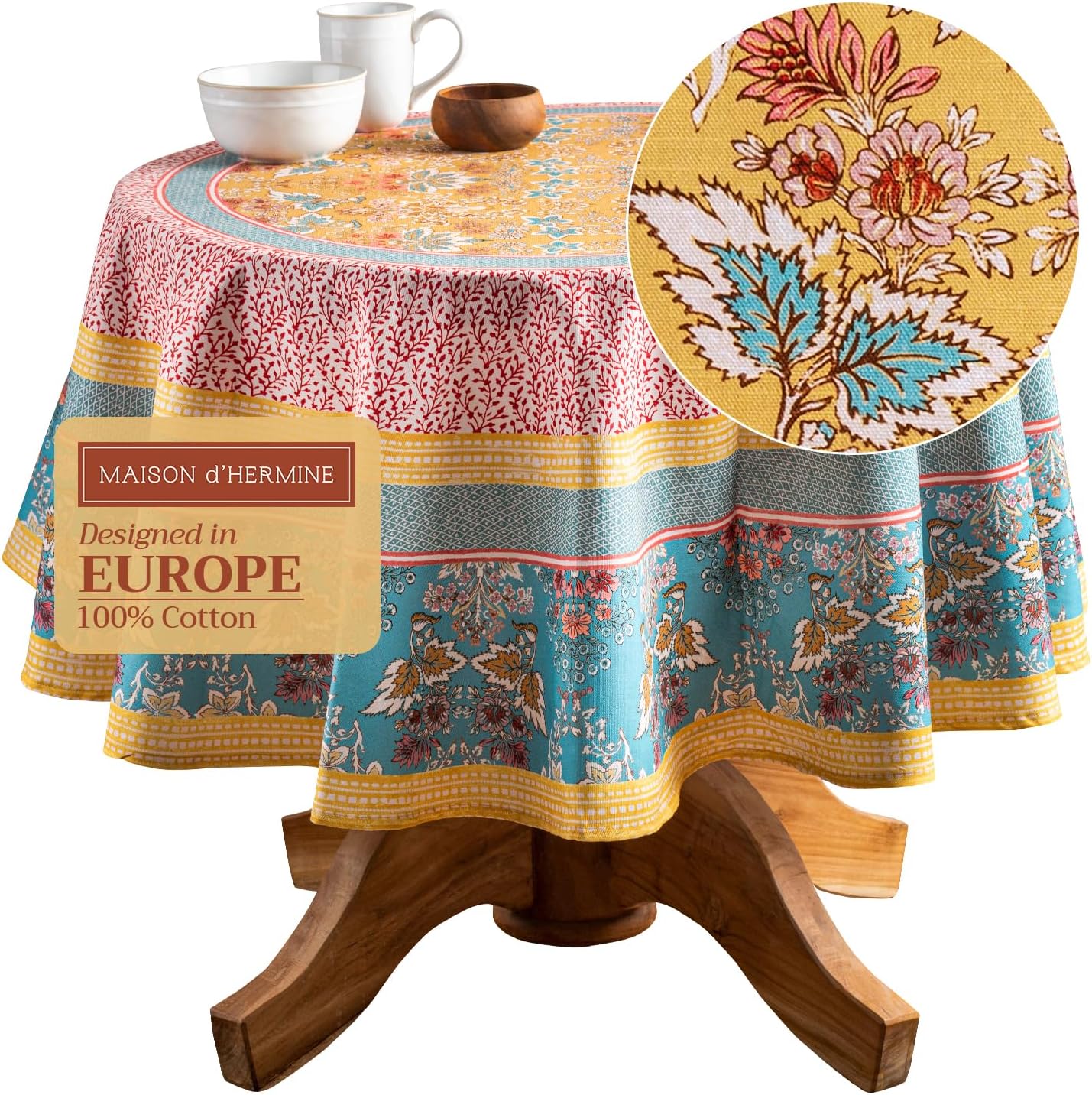 Maison d' Hermine Round Tablecloth 69 Inches for Elegant Dining