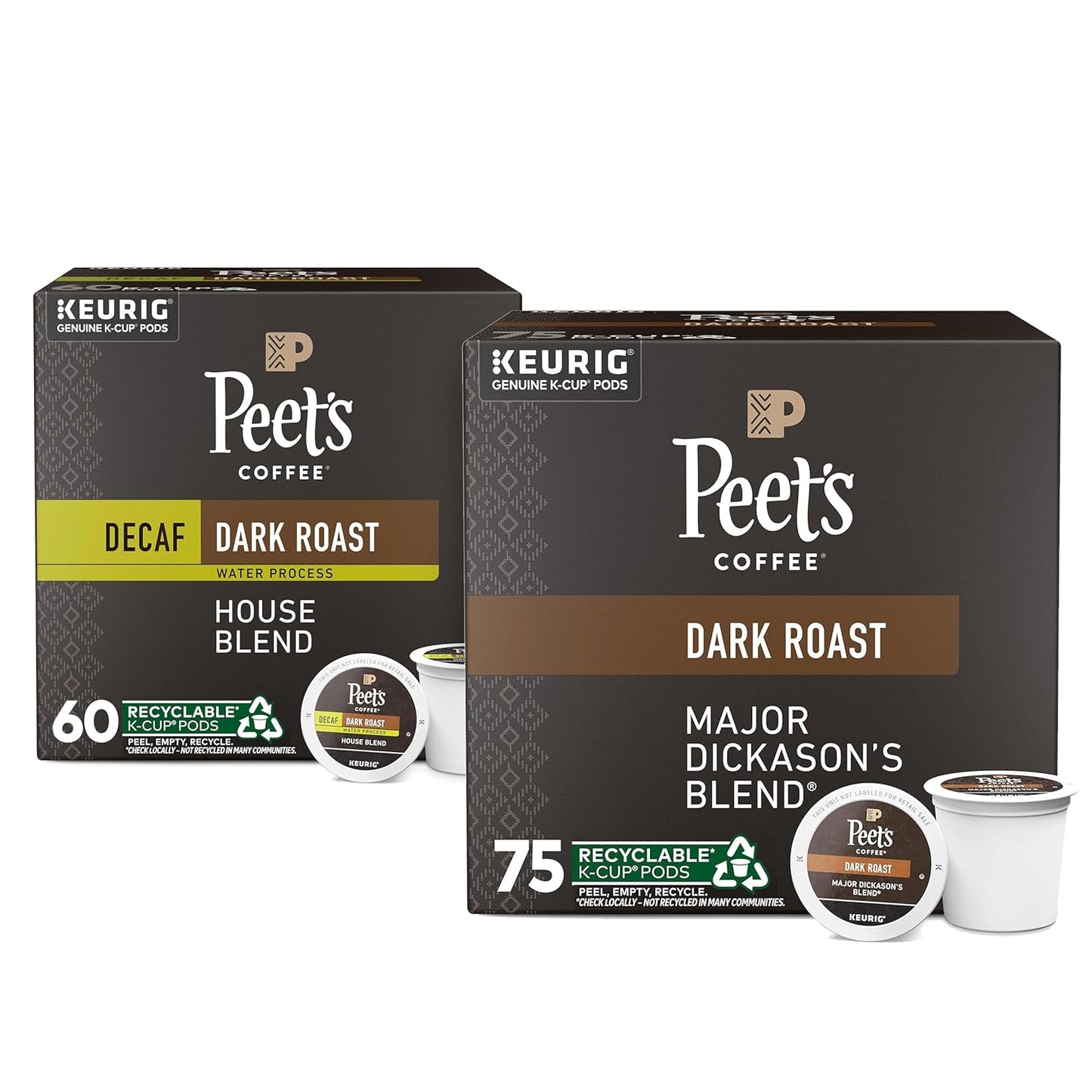 Peet's Coffee Bundle - Rich Dark Roast & Smooth Decaf Blend