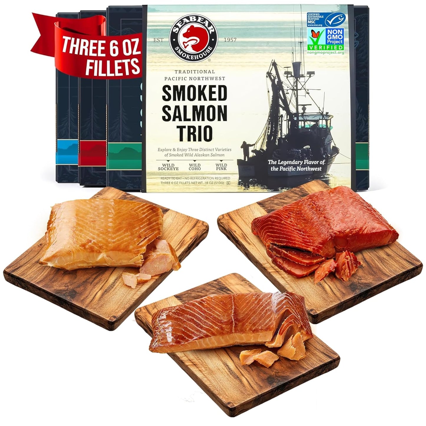 SeaBear Smoked Salmon Trip Gift Box - Wild Alaska Fillets