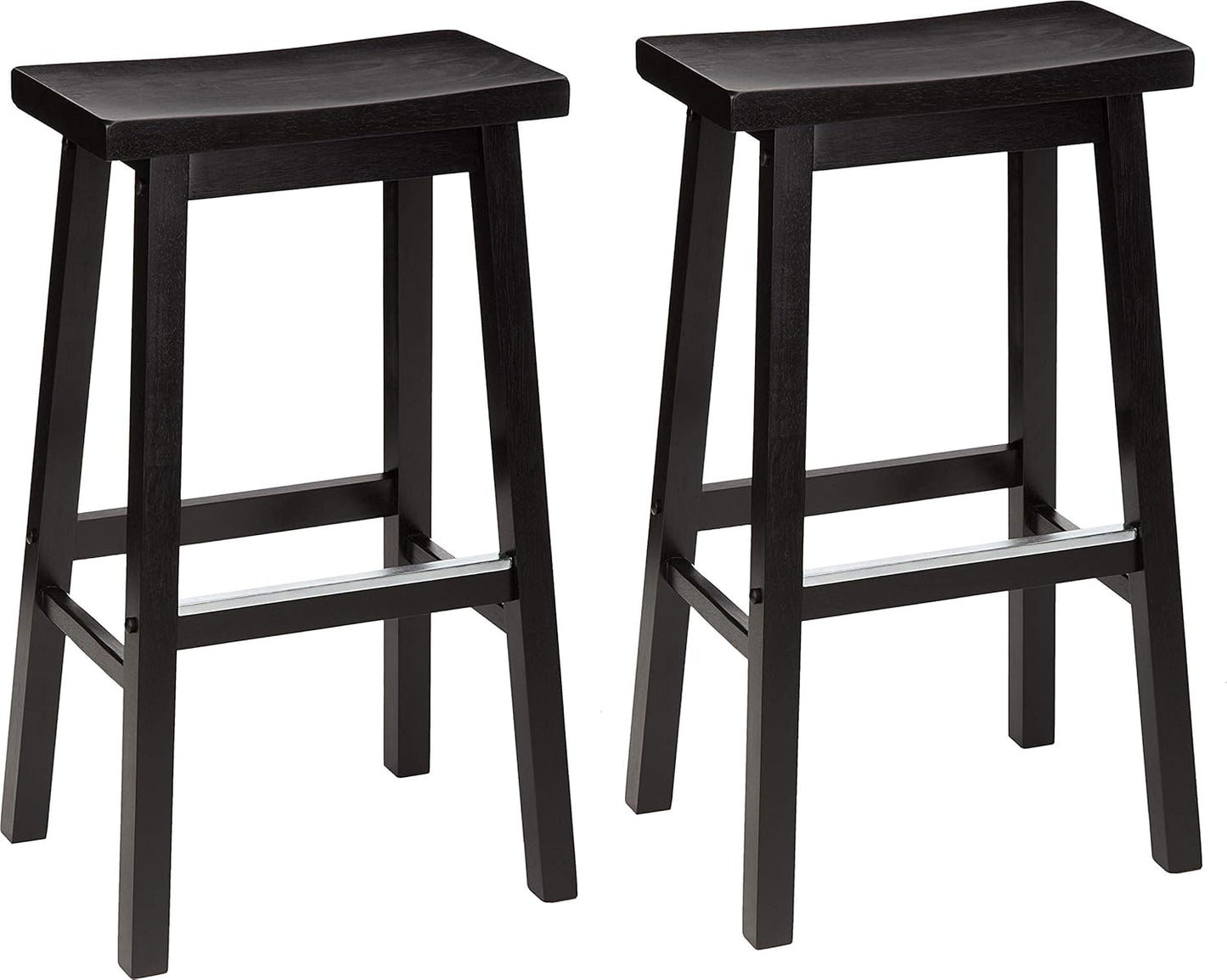 Solid Wood Saddle-Seat Kitchen Counter Barstool Set of 2
