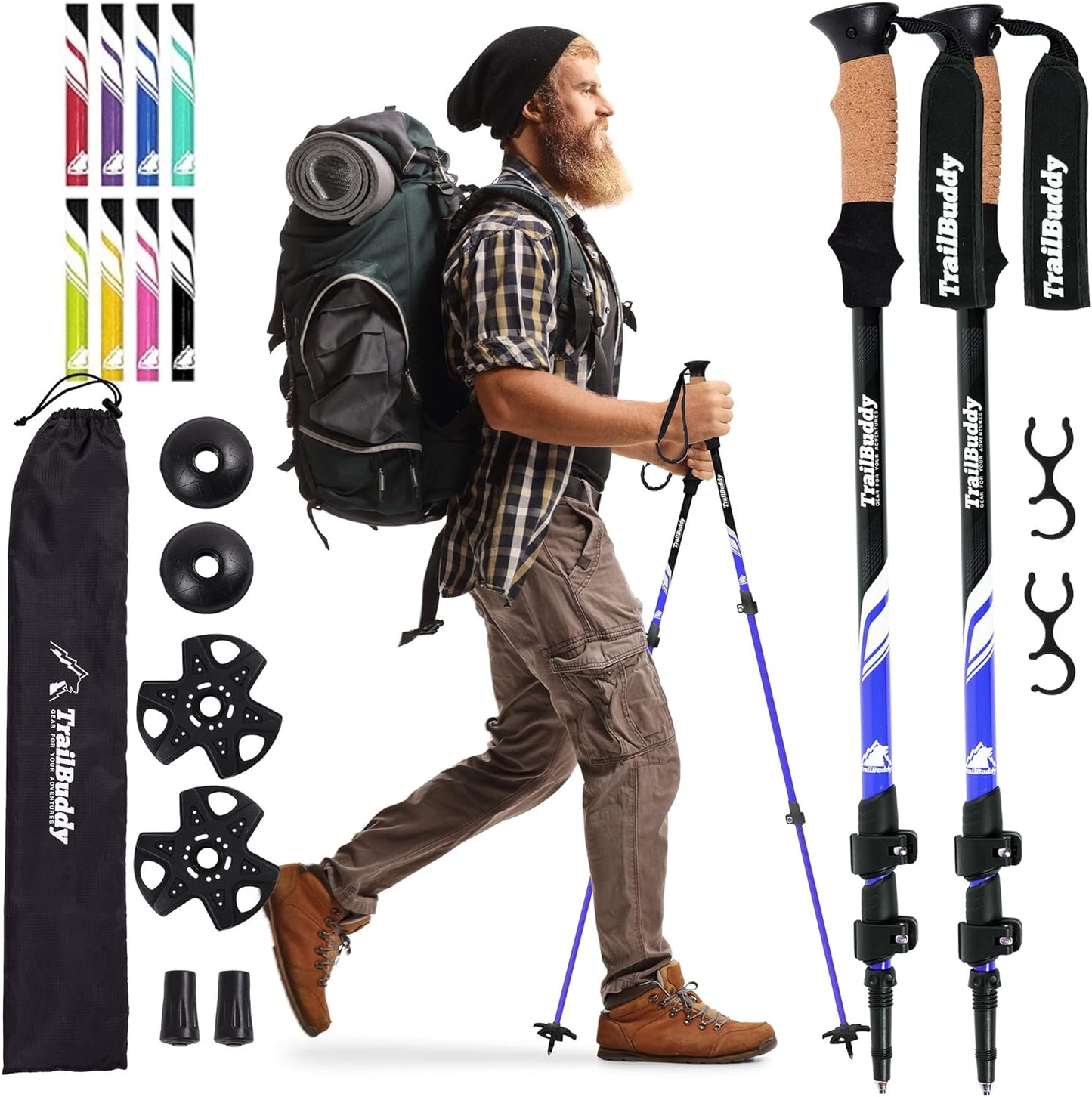 TrailBuddy Trekking Poles - Lightweight Pair for Hiking!