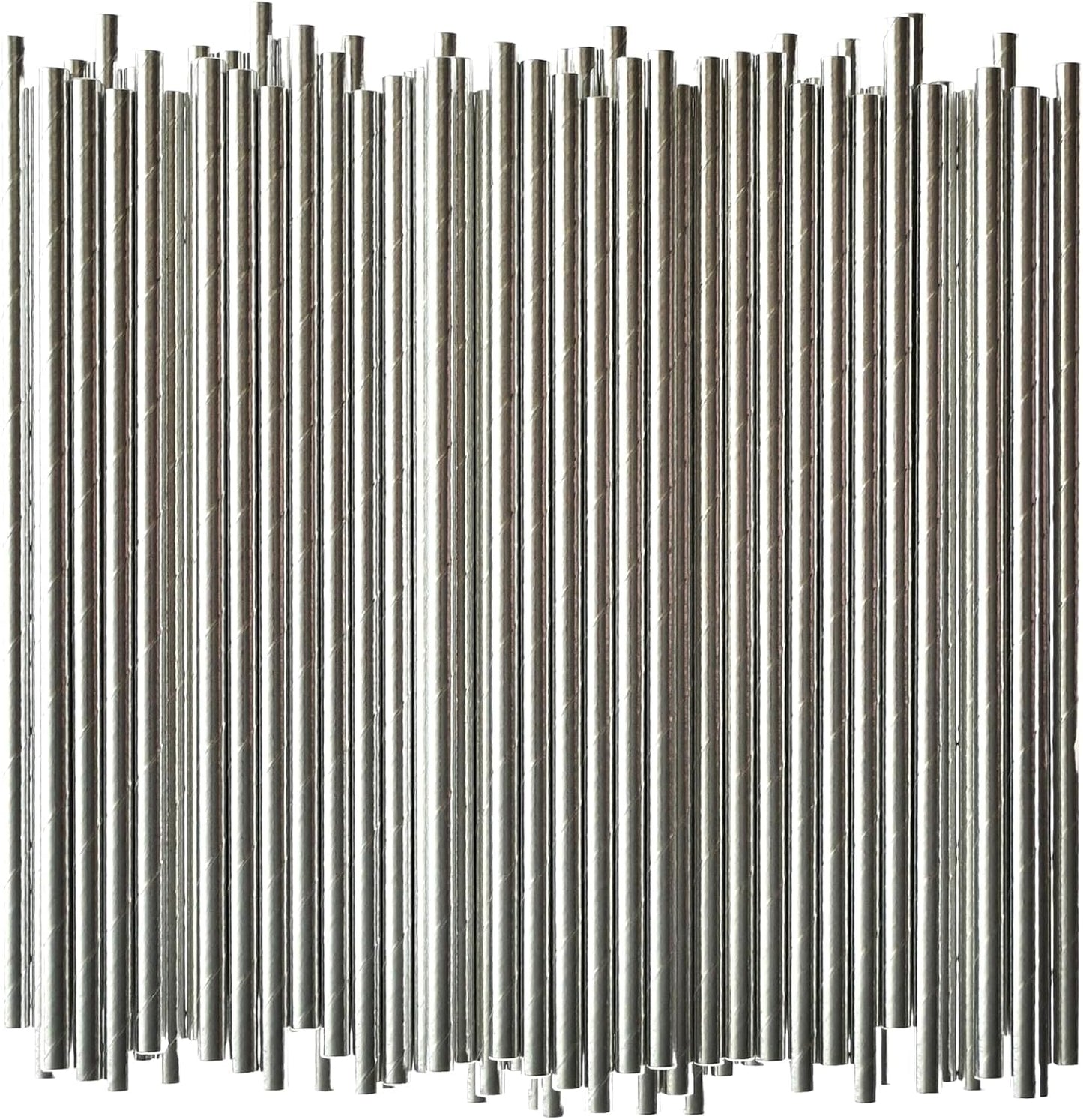 7.75 Inch Disposable Silver Paper Straws for Parties and Events