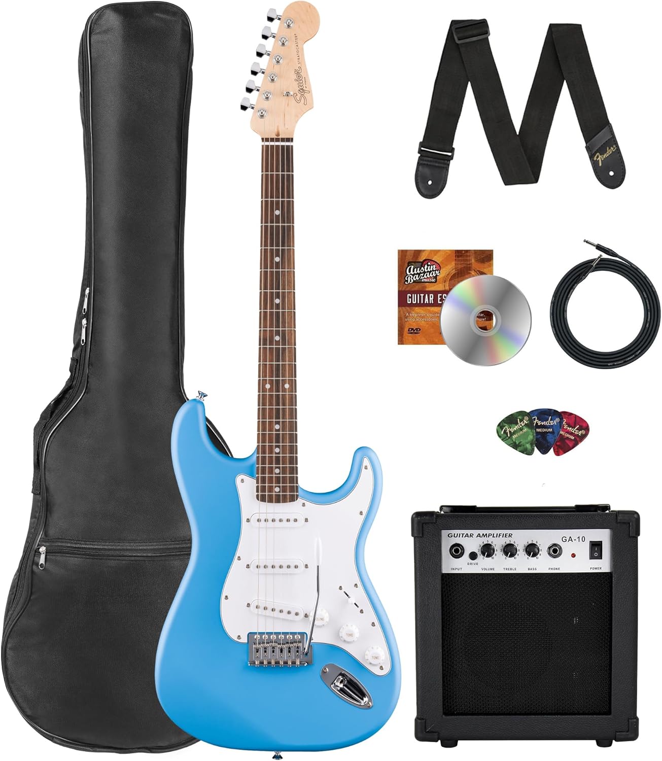 Fender Squier Stratocaster Bundle with Amplifier and Accessories