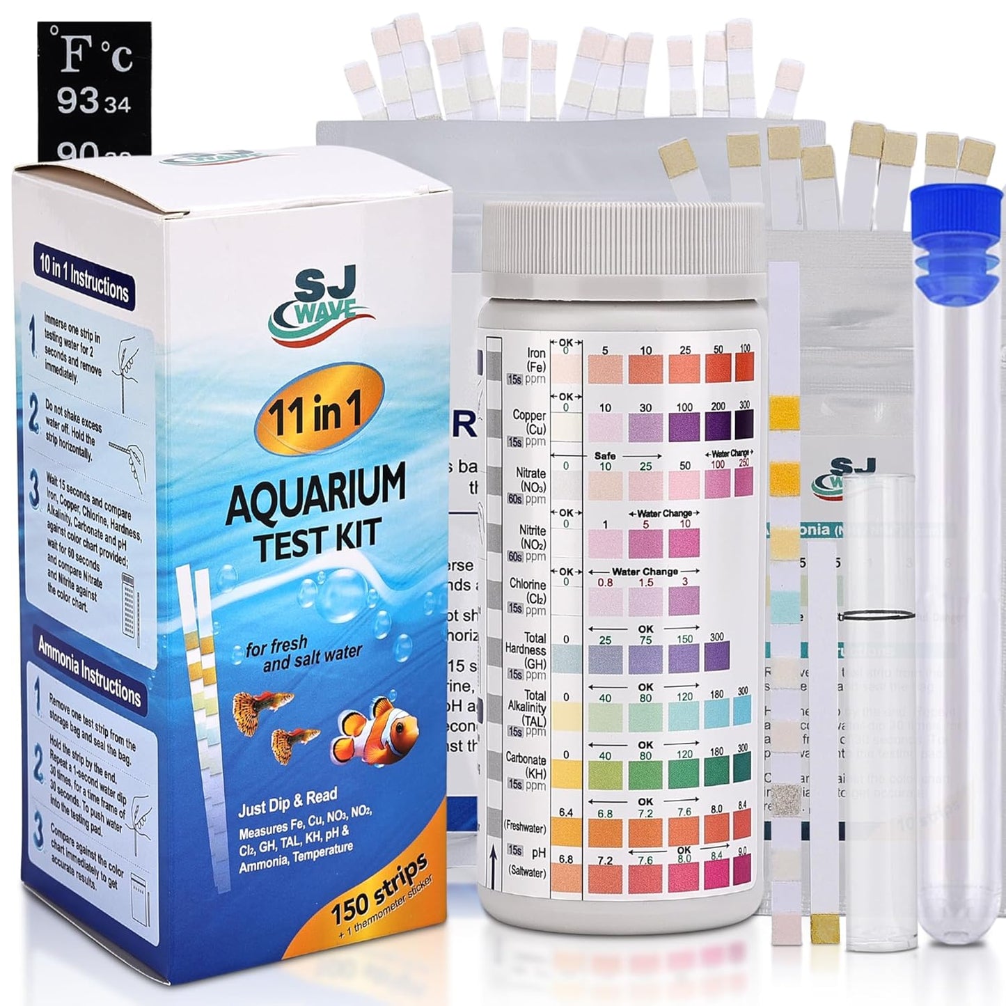 Premium 11-in-1 Aquarium Test Kit - Healthy Tanks Guaranteed!