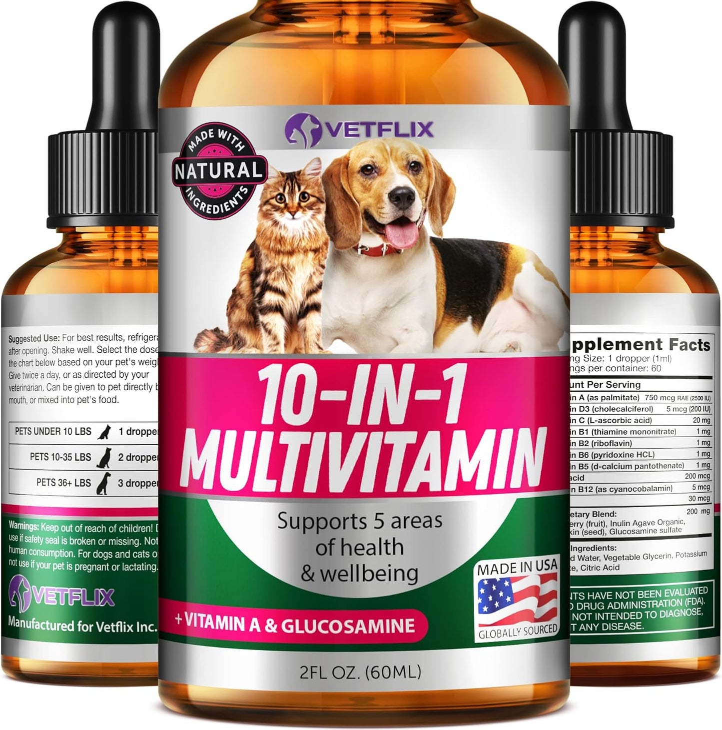 10-in-1 Pet Vitamins for Dogs & Cats - Joint & Immune Support