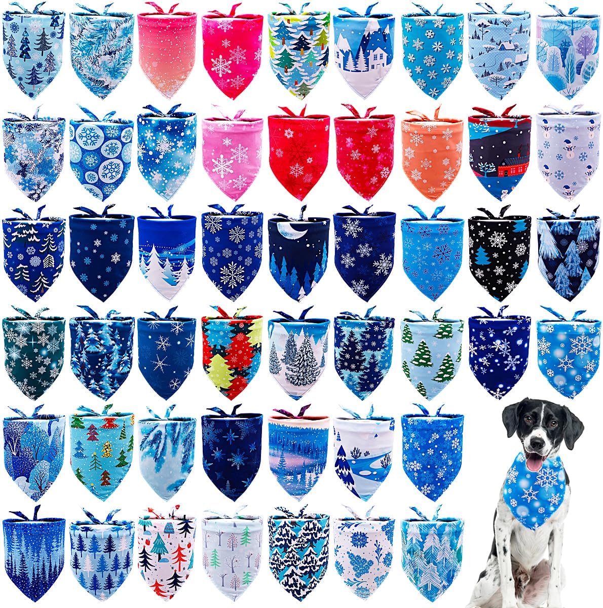 50PCS Big Dog Bandanas for Large XL Breeds in Winter Patterns