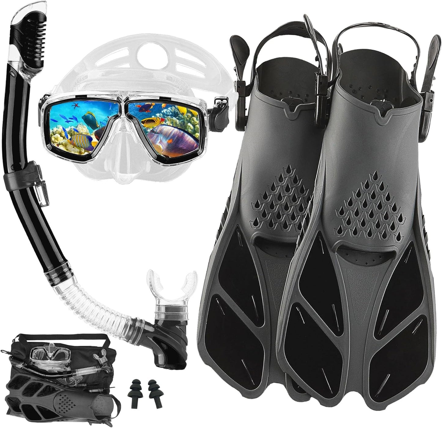 Professional Adult Snorkel Set with Flippers & Mask - Dive Like a Pro!