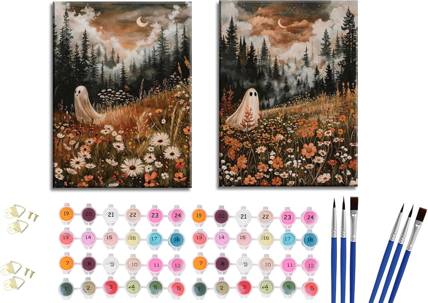 Halloween Whimsical Ghost Paint by Number Kit for All Ages