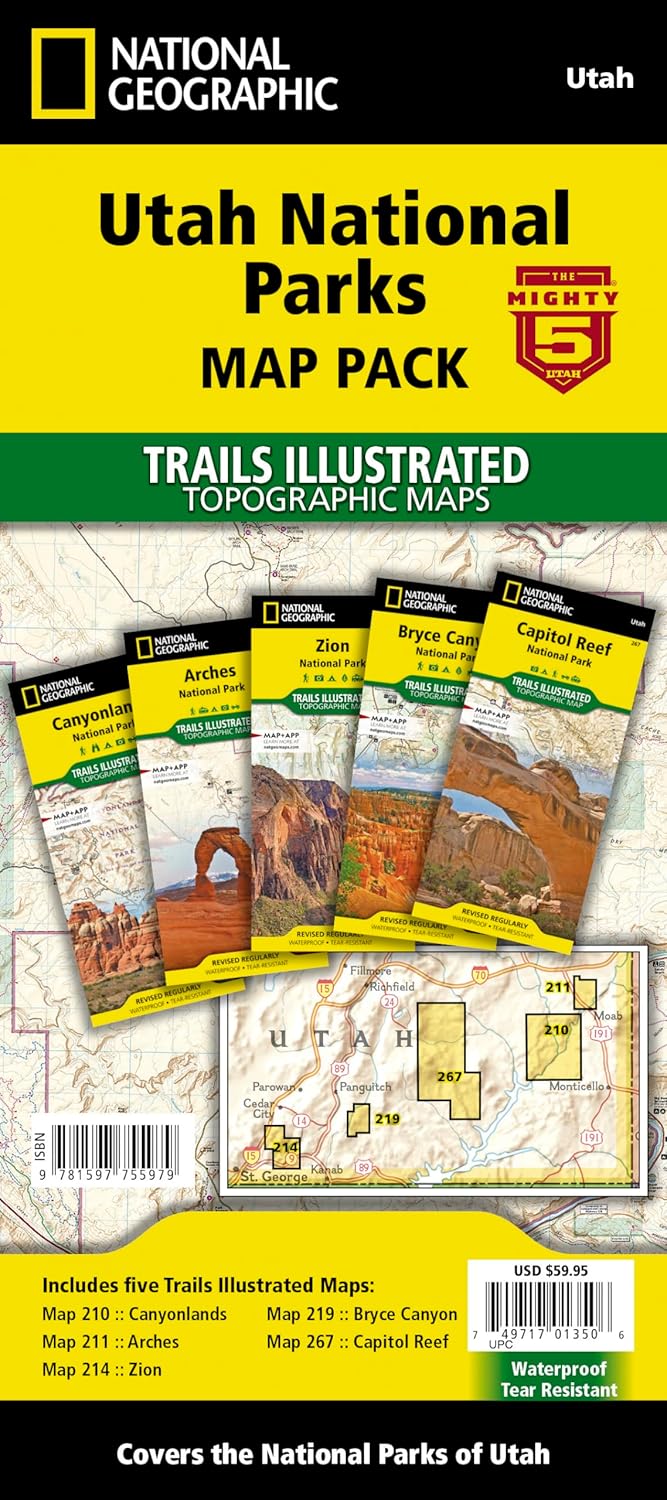 Utah National Parks Map Pack Bundle for Outdoor Adventures