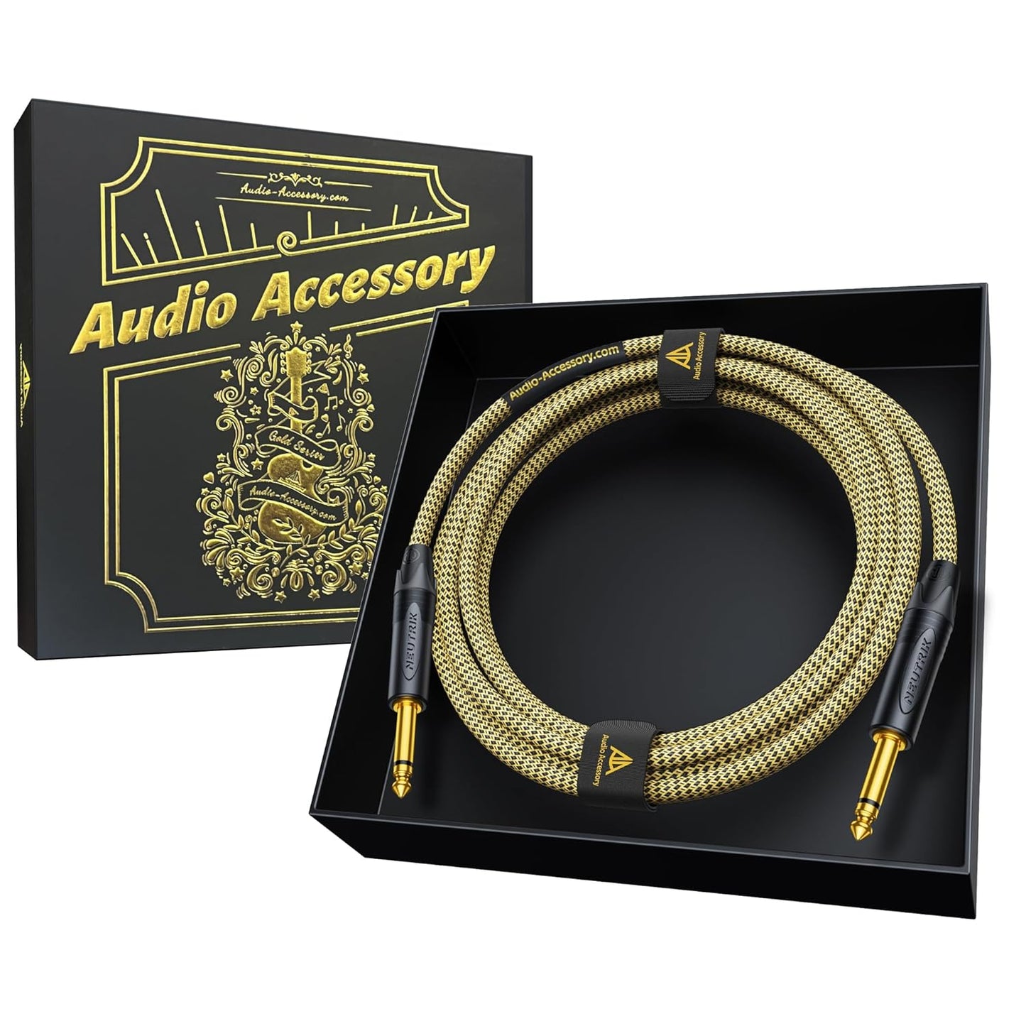 Gold Series Guitar Cable 10 ft with Neutrik Connectors for Musicians
