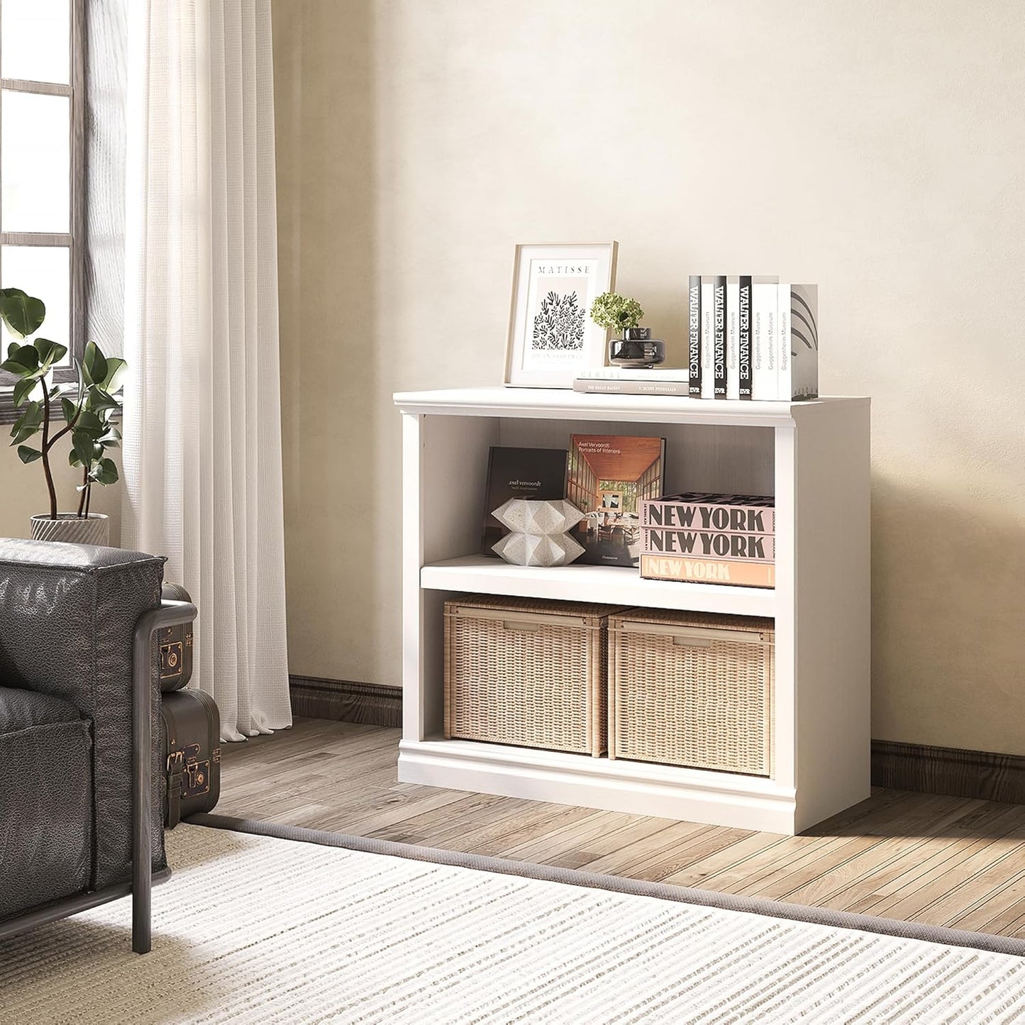 30 Inch White Floor Standing Bookshelf for Home Office Storage
