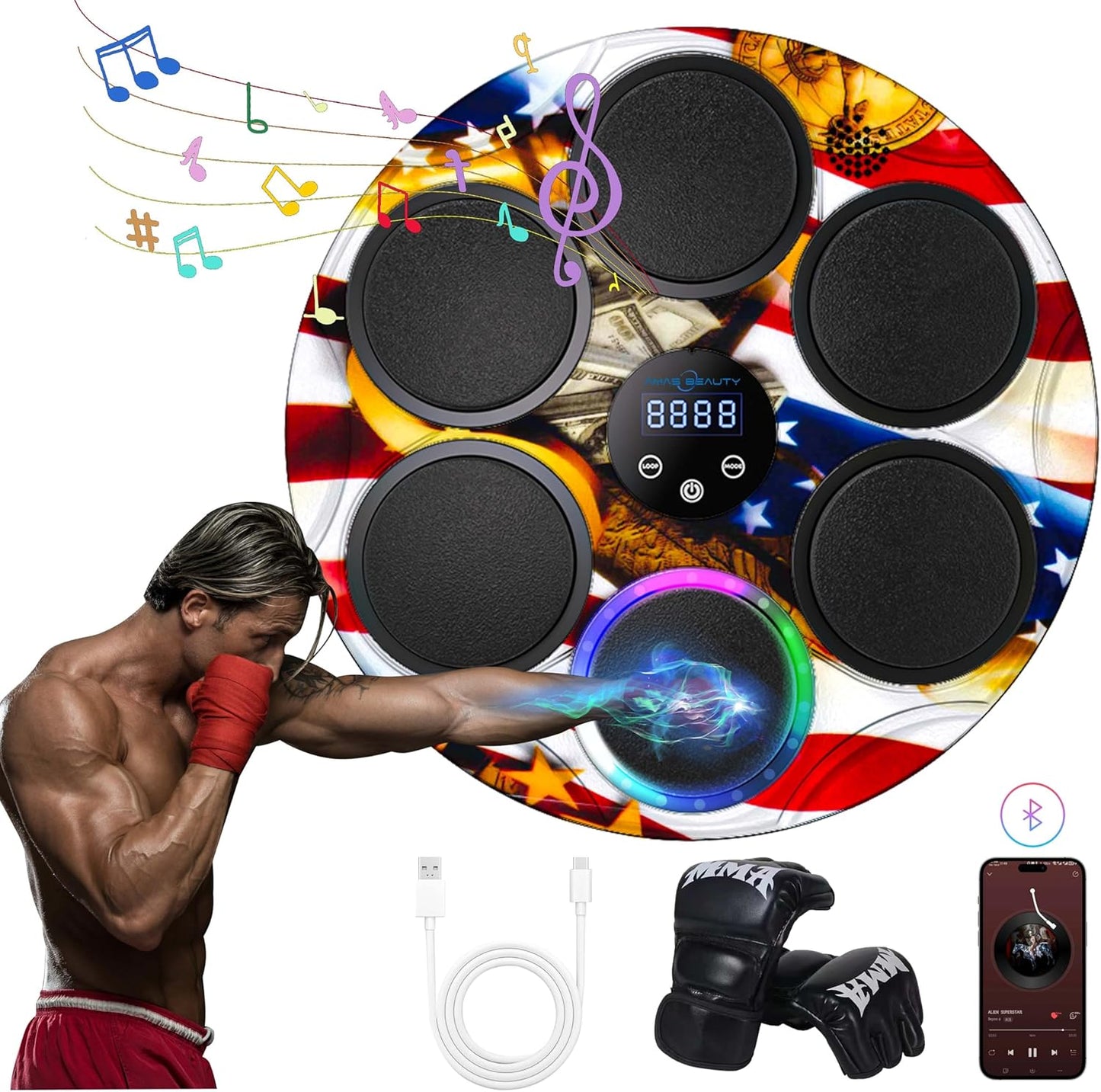 Wall Mounted Boxing Machine with Smart Bluetooth - Punch Your Way Fit!
