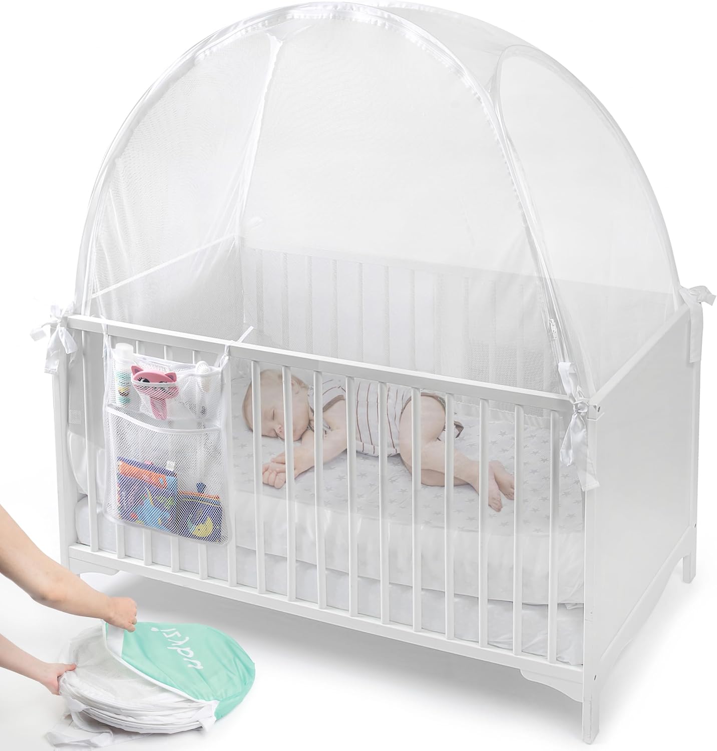 Secure Baby Crib Tent by Izybu - Safe Mesh Canopy
