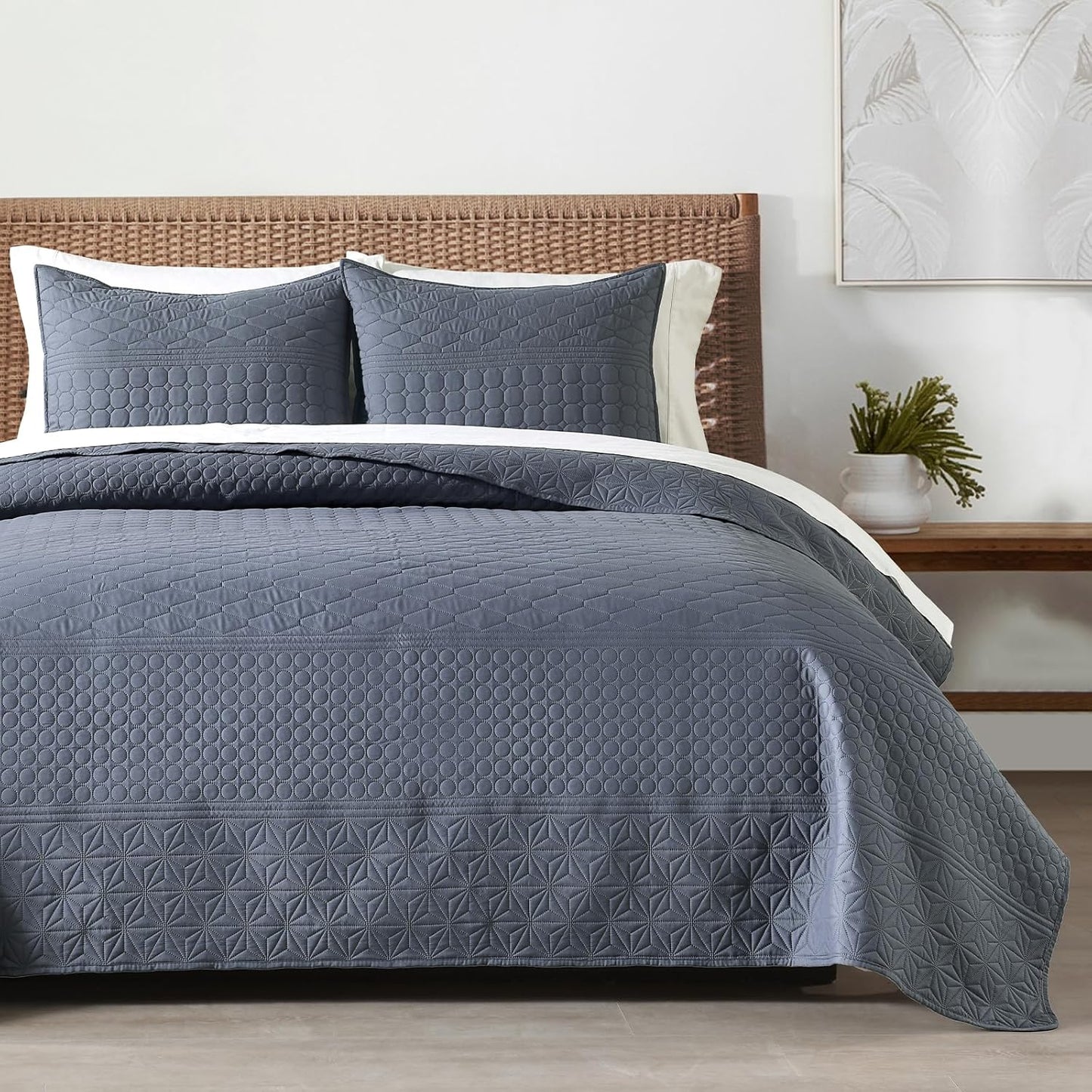 HORIMOTE HOME Steel Blue Queen Size Quilt Set for Cozy Bedding