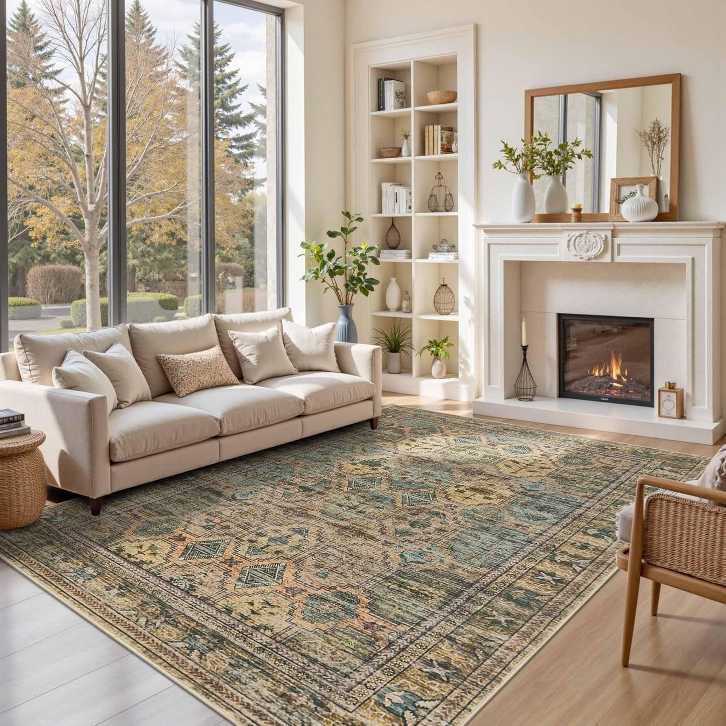 6x9 Area Rugs for Living Room Bedroom, Vintage Boho Design