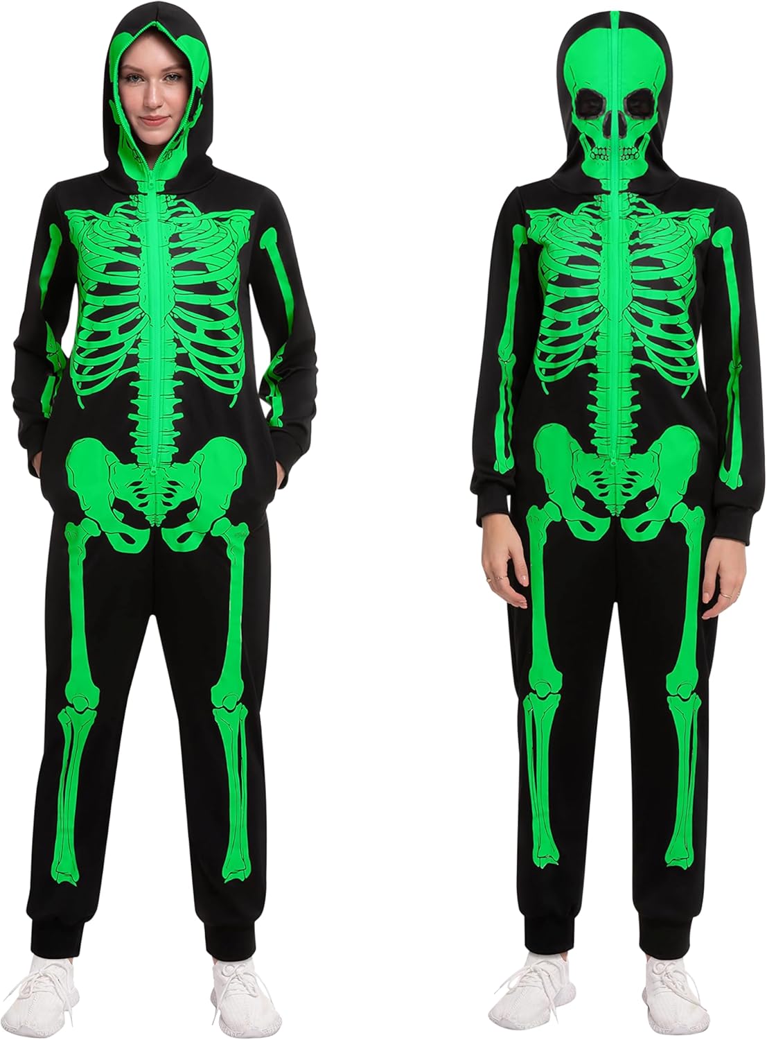 Skeleton Pajama Jumpsuit for Women Halloween Cosplay Fun