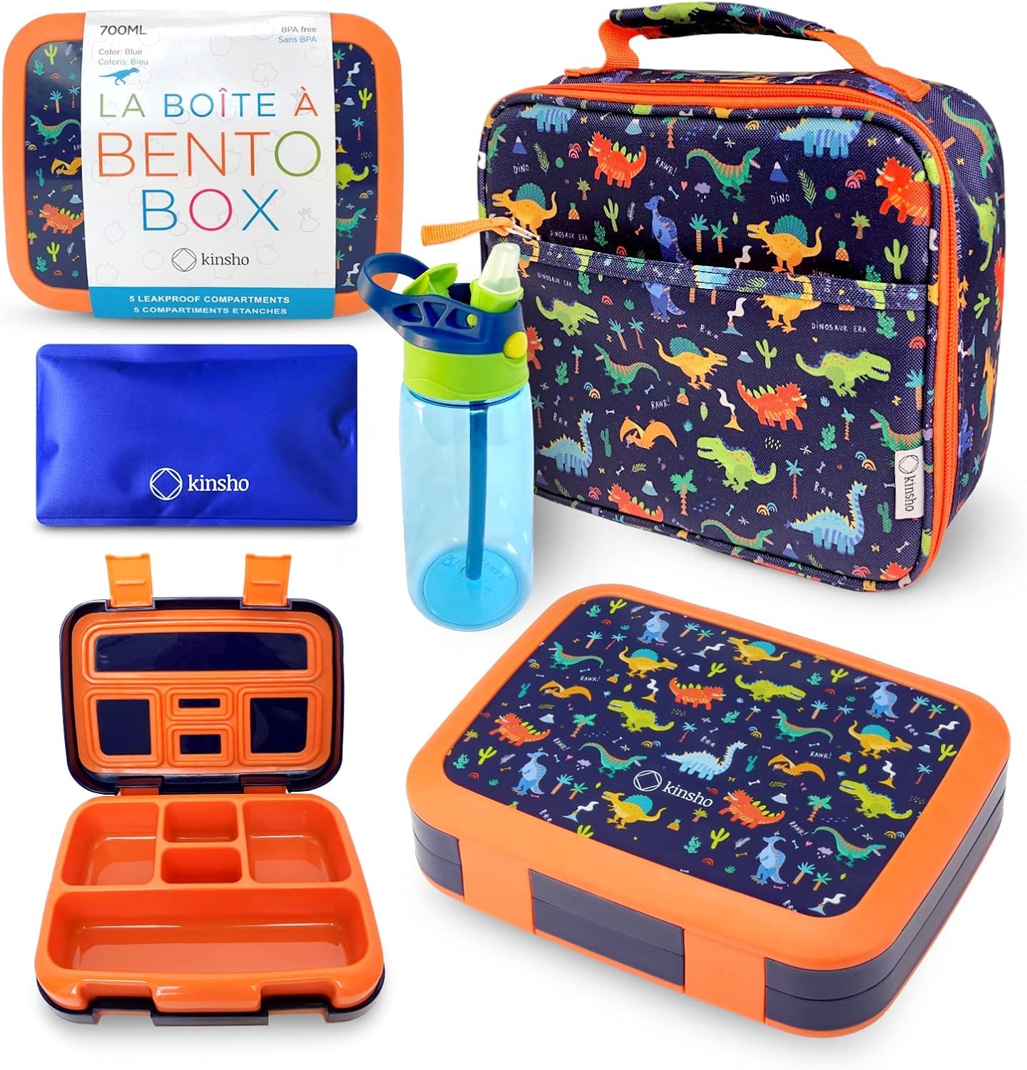 Kinsho Bento Lunch Box Set for Kids with Insulated Bag & More