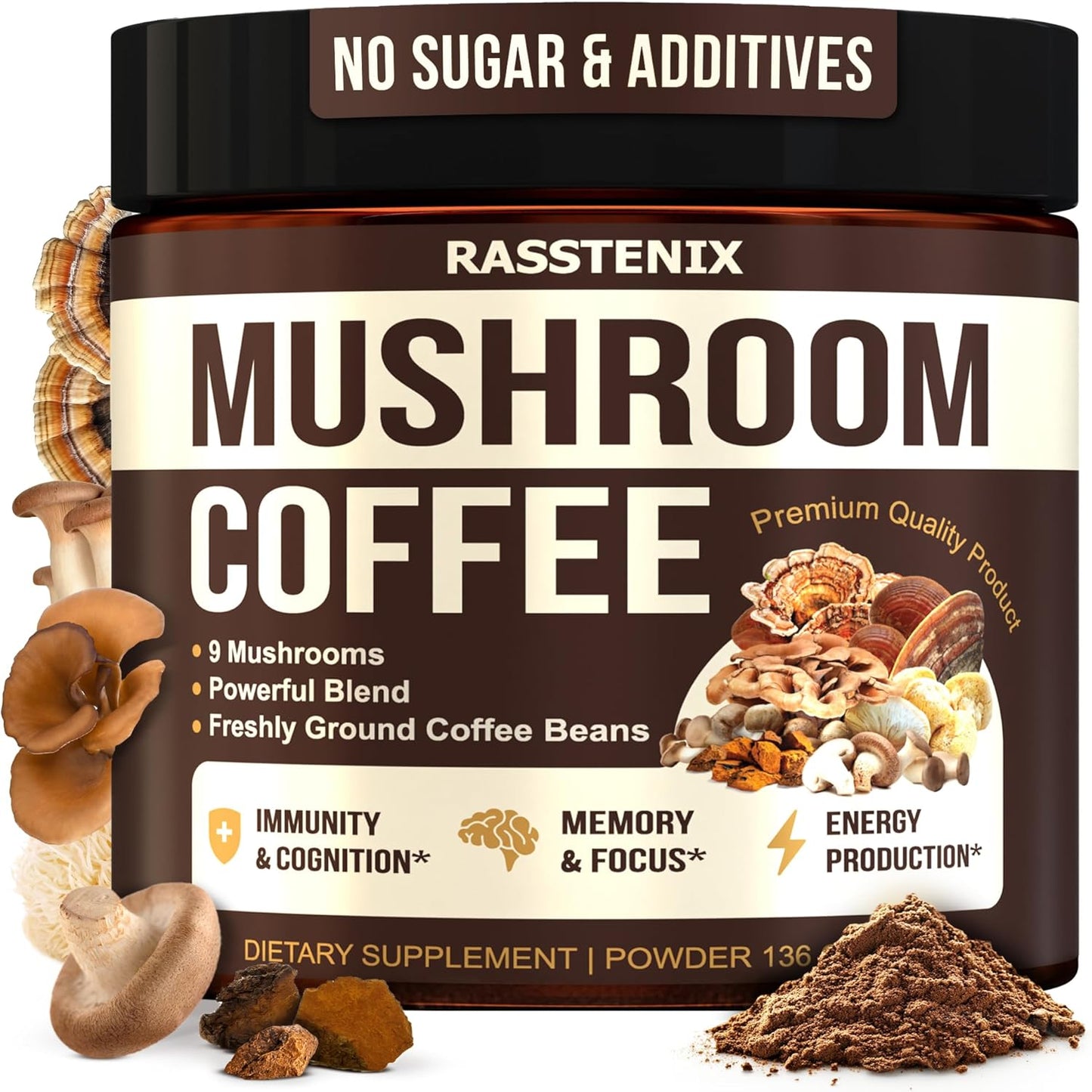 Organic Mushroom Coffee Blend - Gut & Brain Boost - 60 Servings