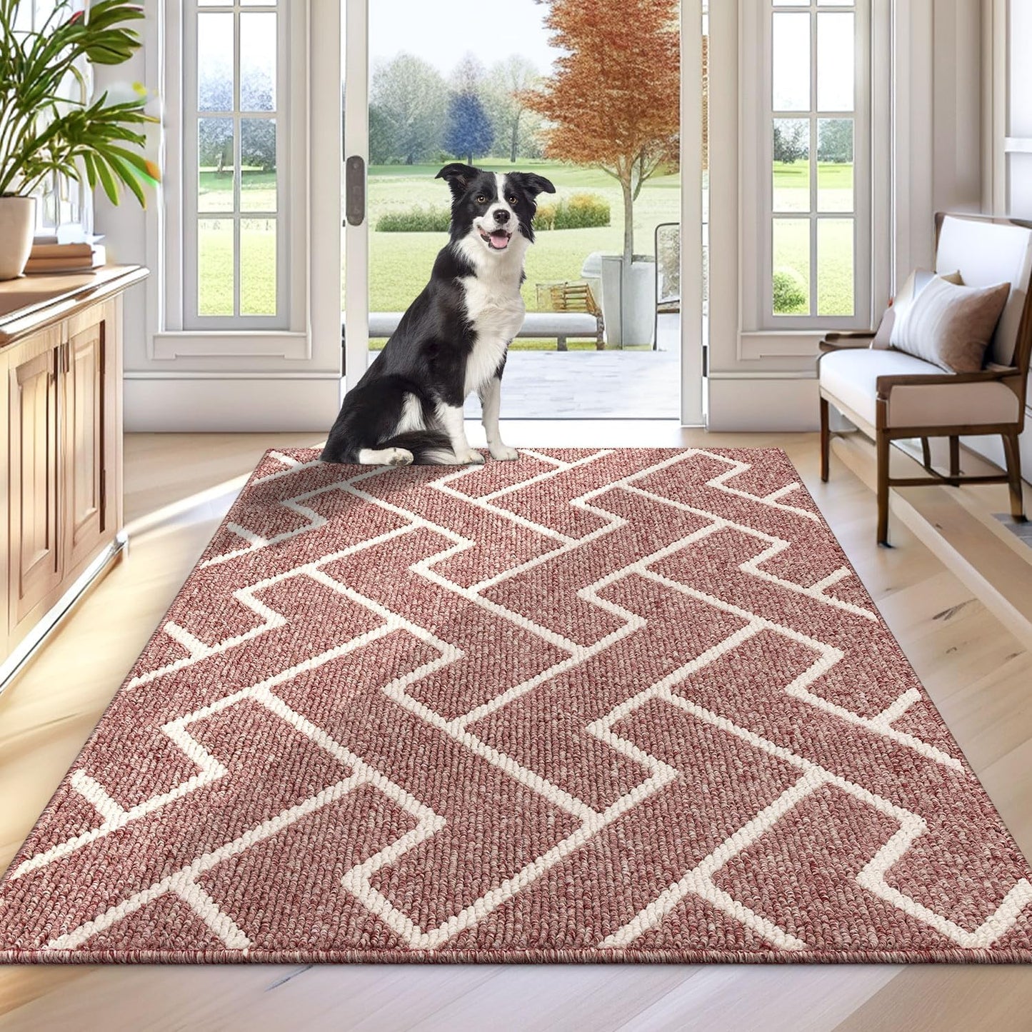 Non Slip Kitchen Mats for Floor - 36x59 Dark Pink Runner Rug