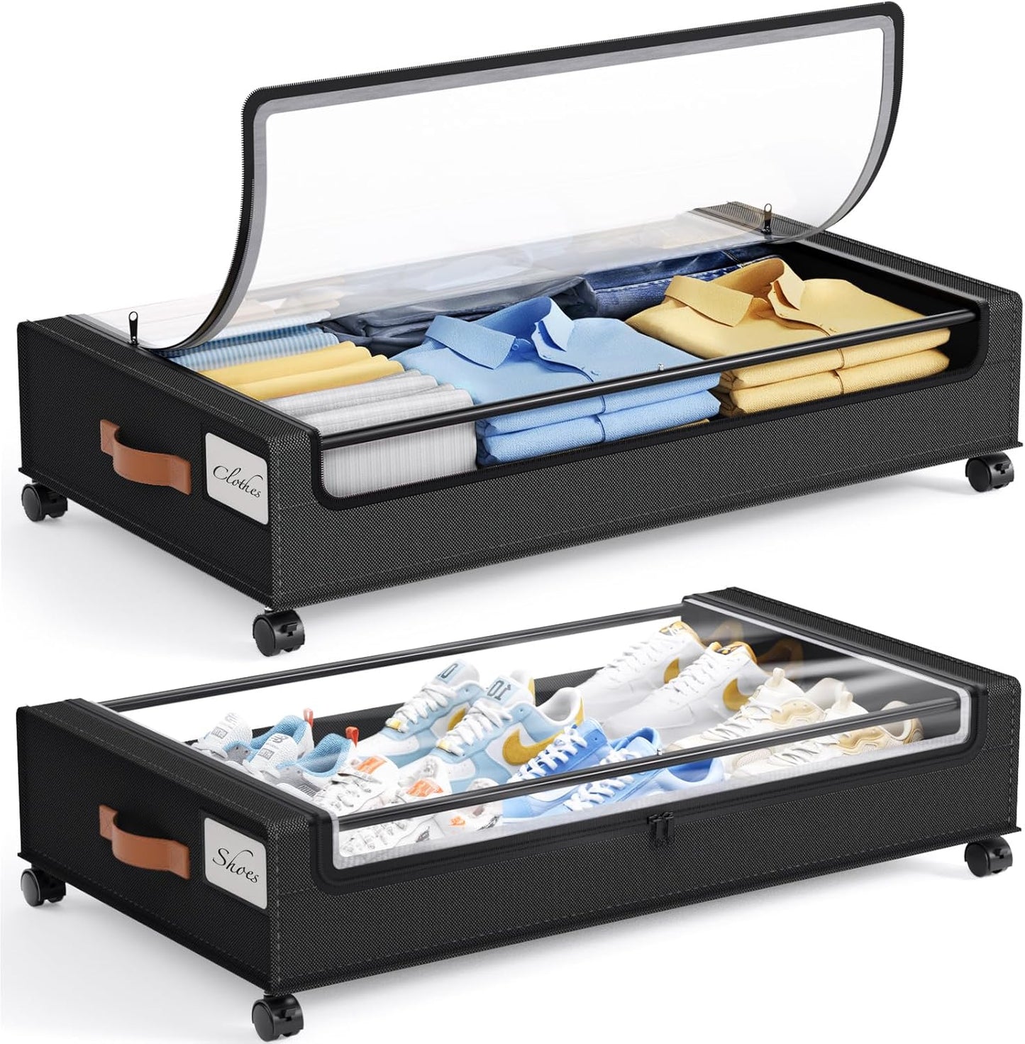 Yecaye 60L Under Bed Storage with Wheels for Easy Organization