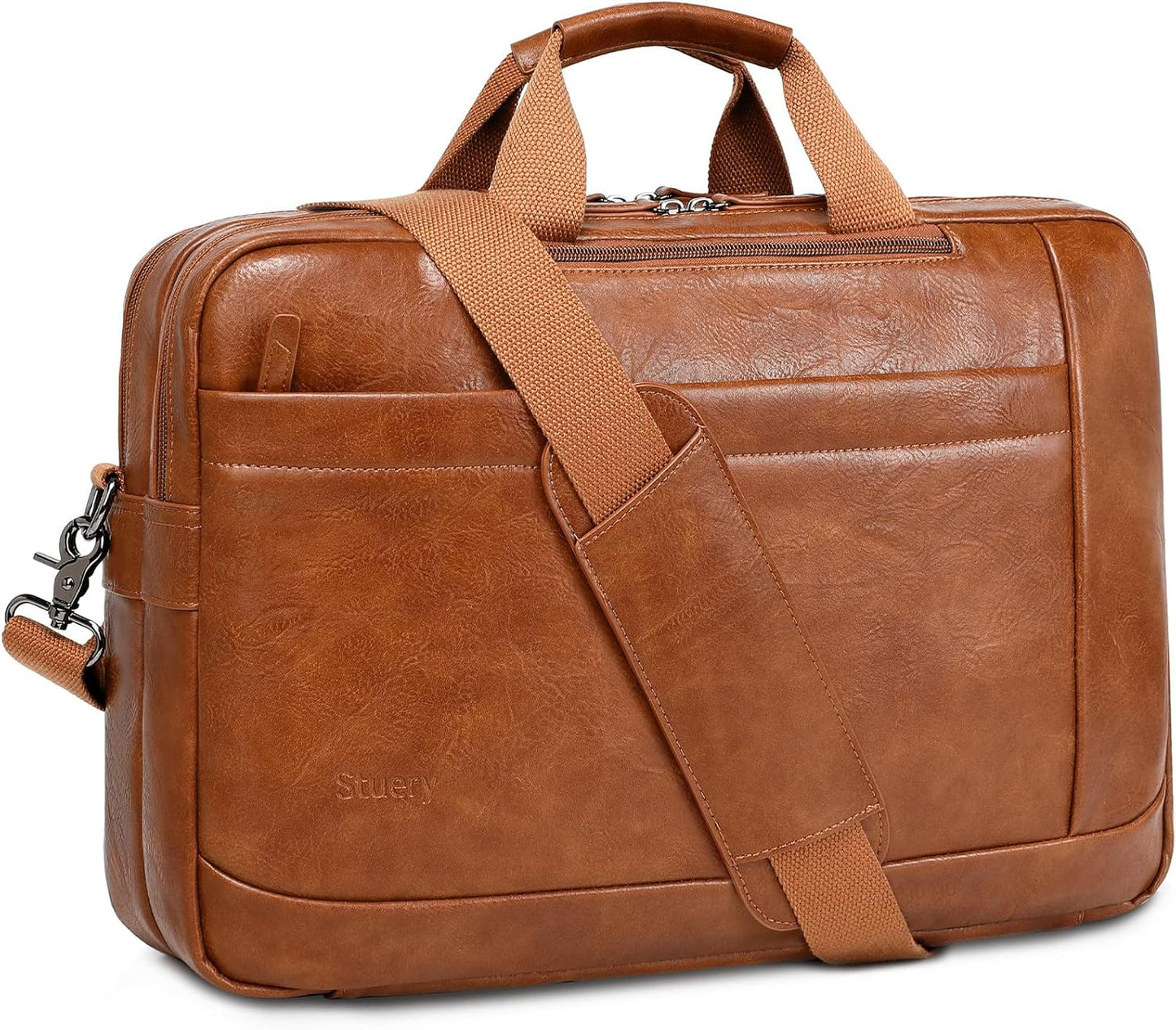 Faux Leather Messenger Bag for Men - 3 in 1 Laptop Backpack