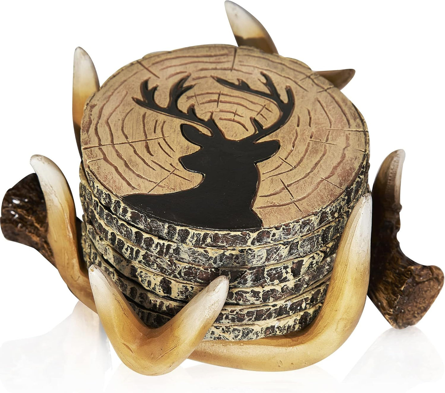 Handcrafted Deer Antlers Coaster Set of 6 for Rustic Decor