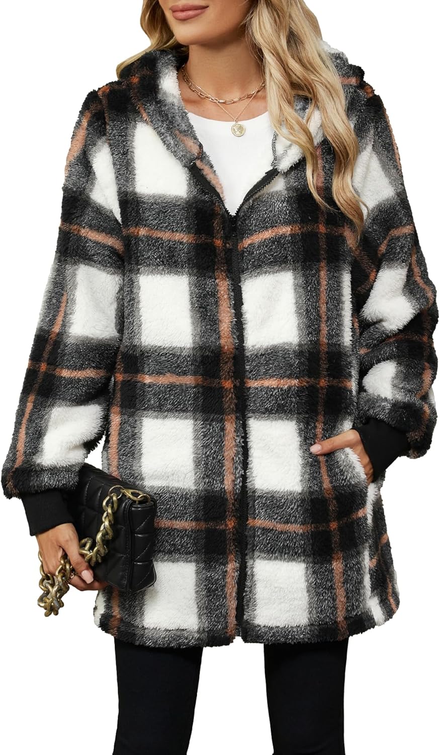 Yanekop Womens Oversized Sherpa Jacket for Cozy Winter Wear