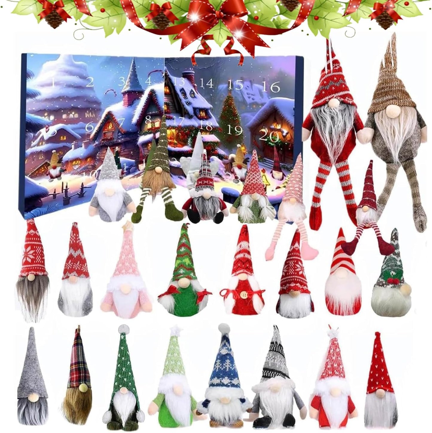 2024 Christmas Gnome Advent Calendar with 24 Plush Toys