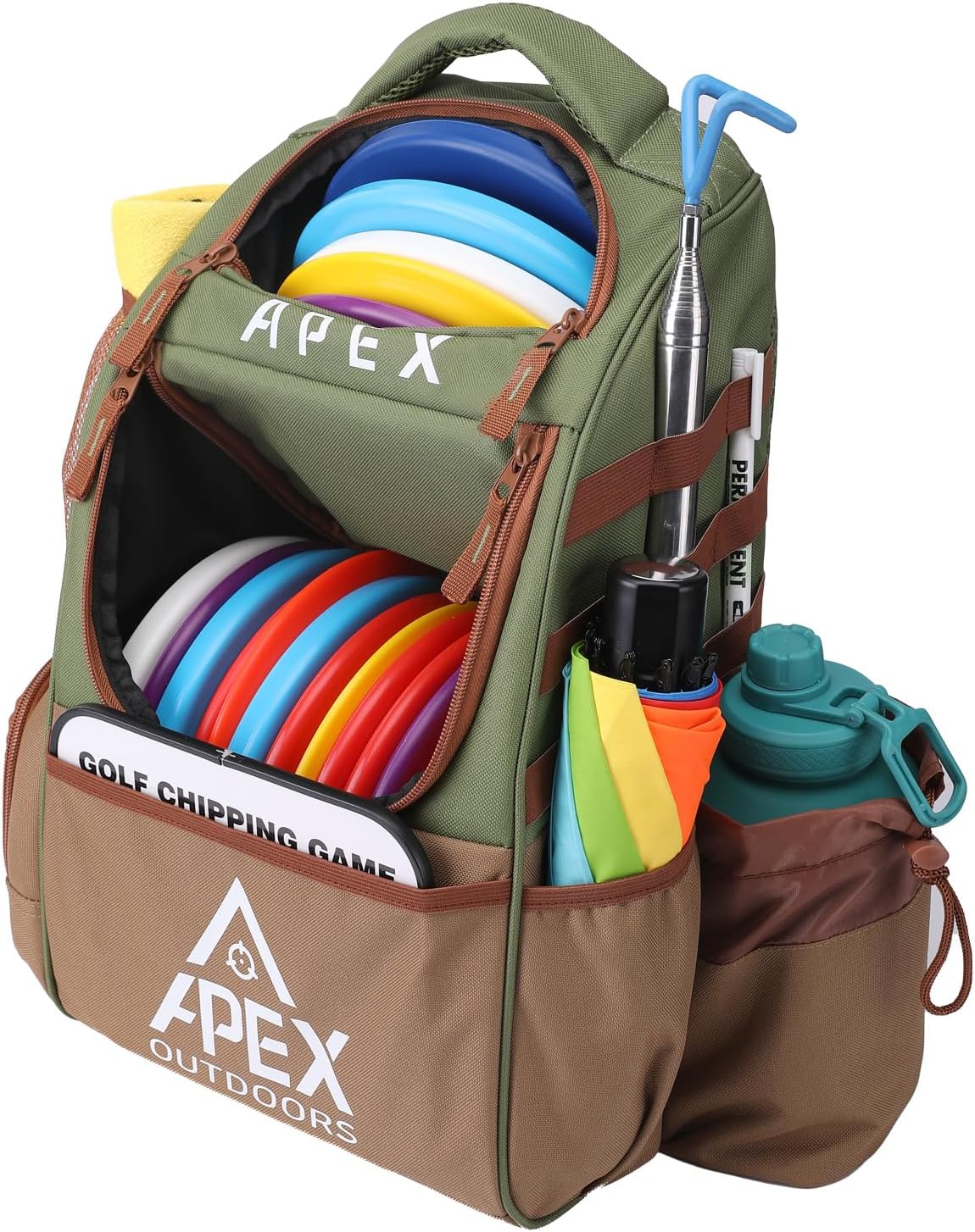 Apex Outdoors Disc Golf Backpack - Carry 21+ Discs Easily!