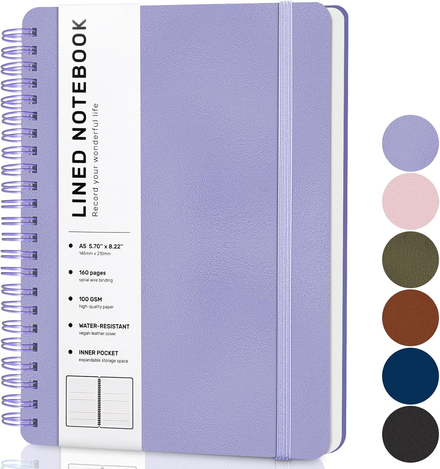 ABERLLS Purple A5 Spiral Journal - 160 Pages