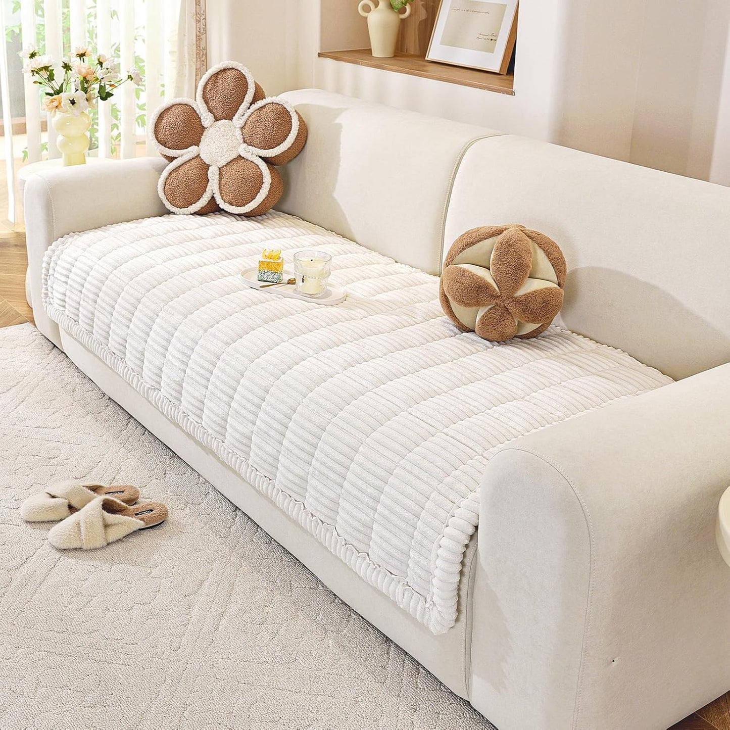 Couch Cover for Dogs Washable, Soft Fuzzy Sectional Sofa Cover
